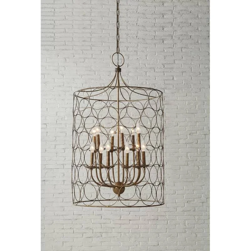 Flores 12 - Light Candle Style Drum Chandelier - Gold