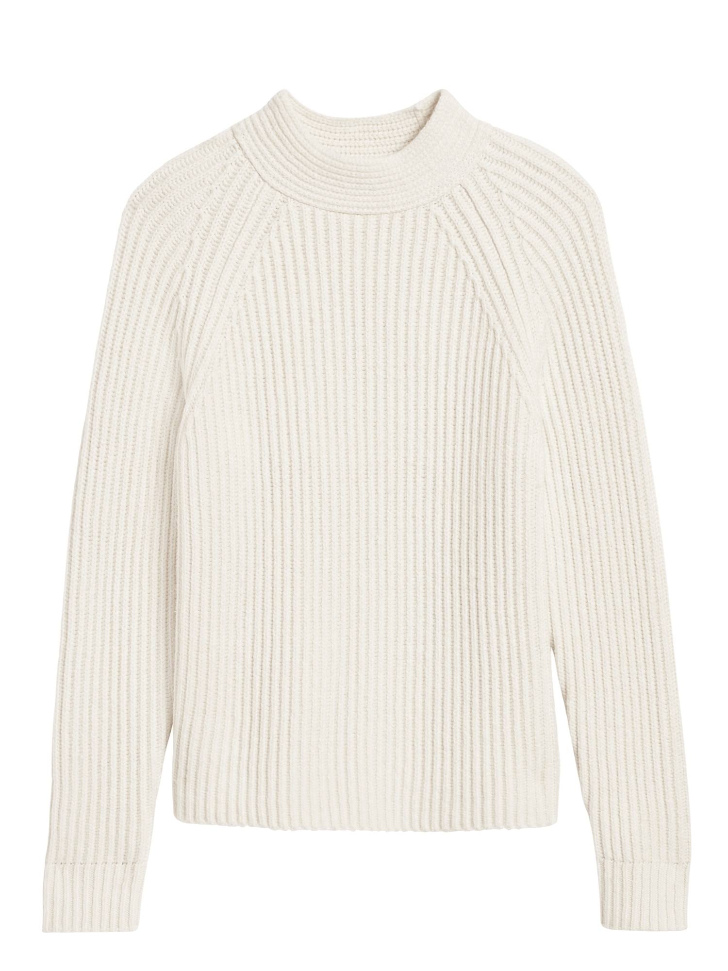 Banana Republic Women's Chunky High Crew-Neck Sweater Ivory White Size XXL