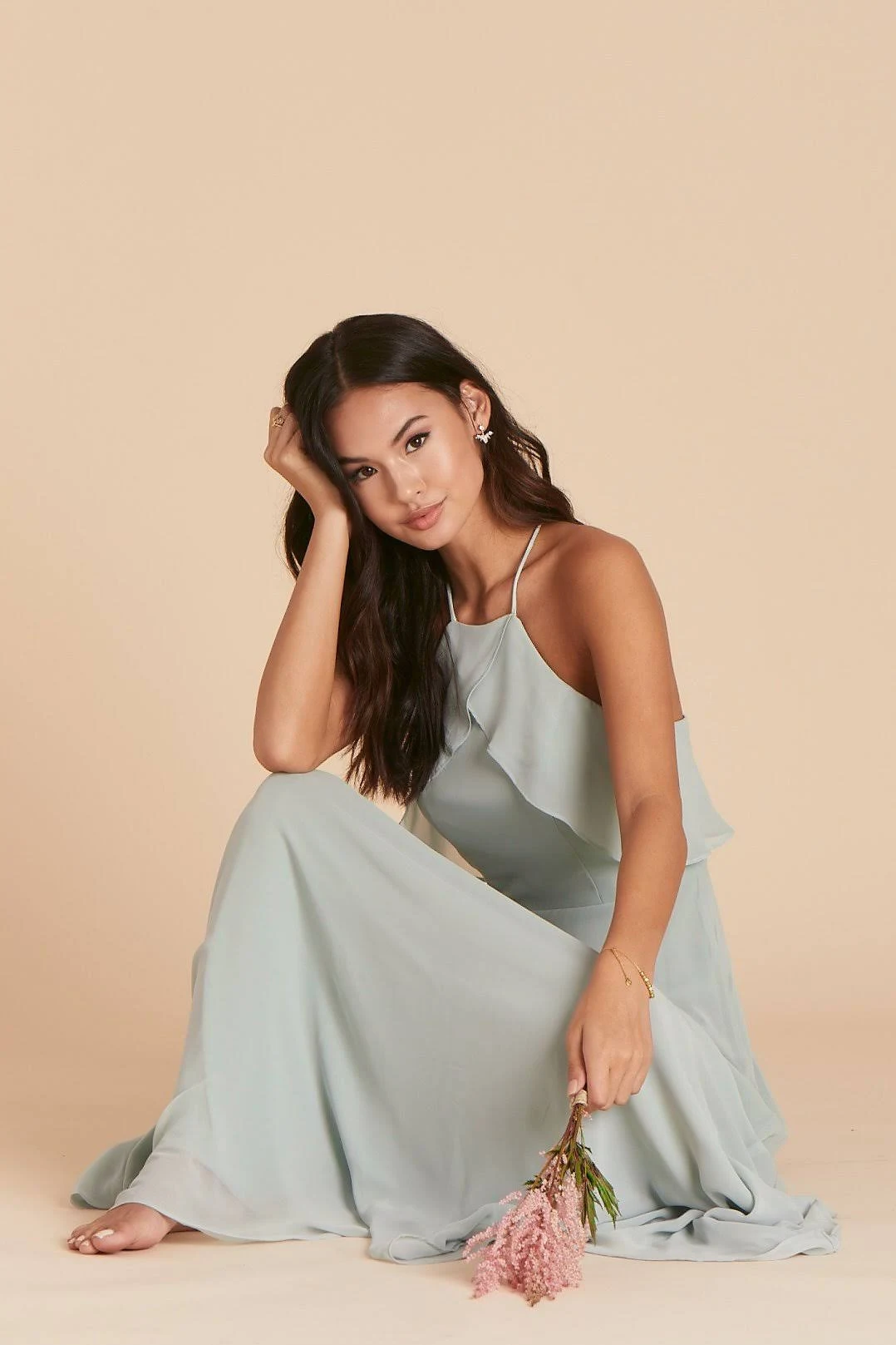 Birdy Grey Jules Chiffon Bridesmaid Dress in Sage L / Sage