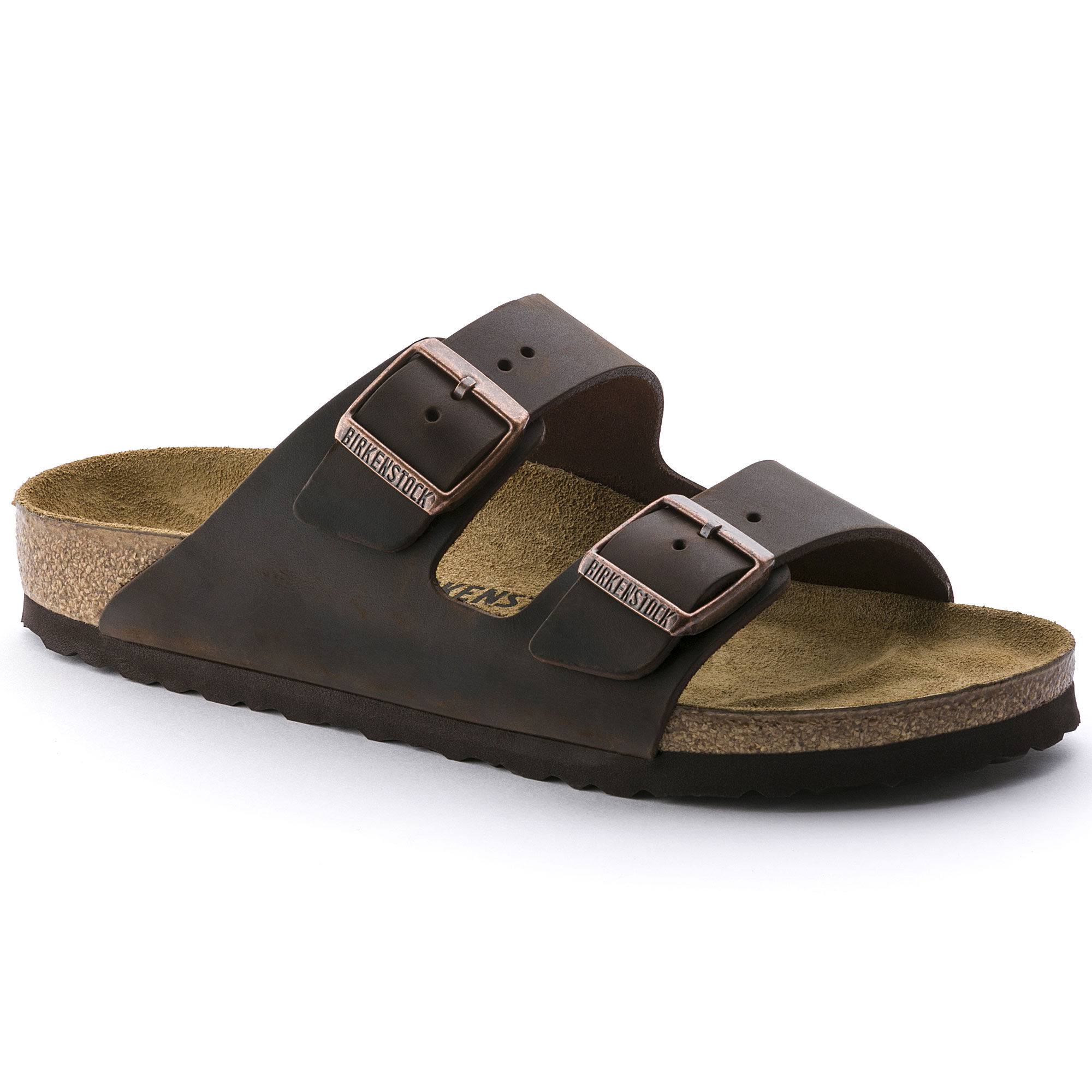 BIRKENSTOCK Arizona Oiled Leather Habana Two-Strap Sandals