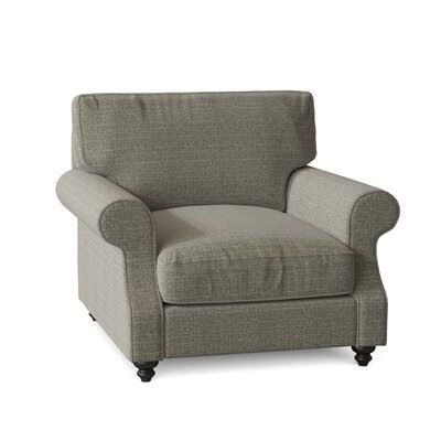 Birch Lane Woburn 39x22 Wide Down Cushion Armchair Body Fabric: Turbo Ash, Leg Color: Black Walnut