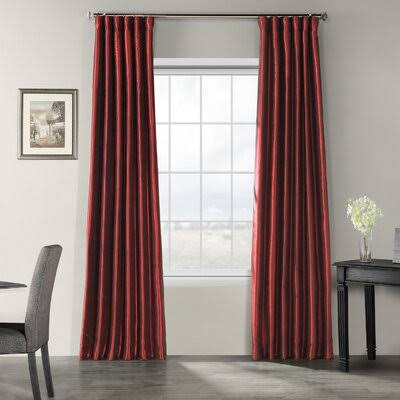Sagunto Synthetic Room Darkening Thermal Rod Pocket Single Curtain Panel Size per Panel: 50x22 W x 84x22 L, Curtain Color: Ruby
