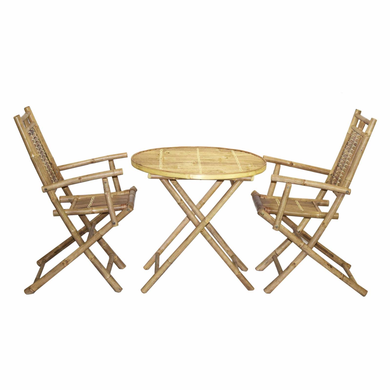 Bamboo Round 3 Piece Bistro Set