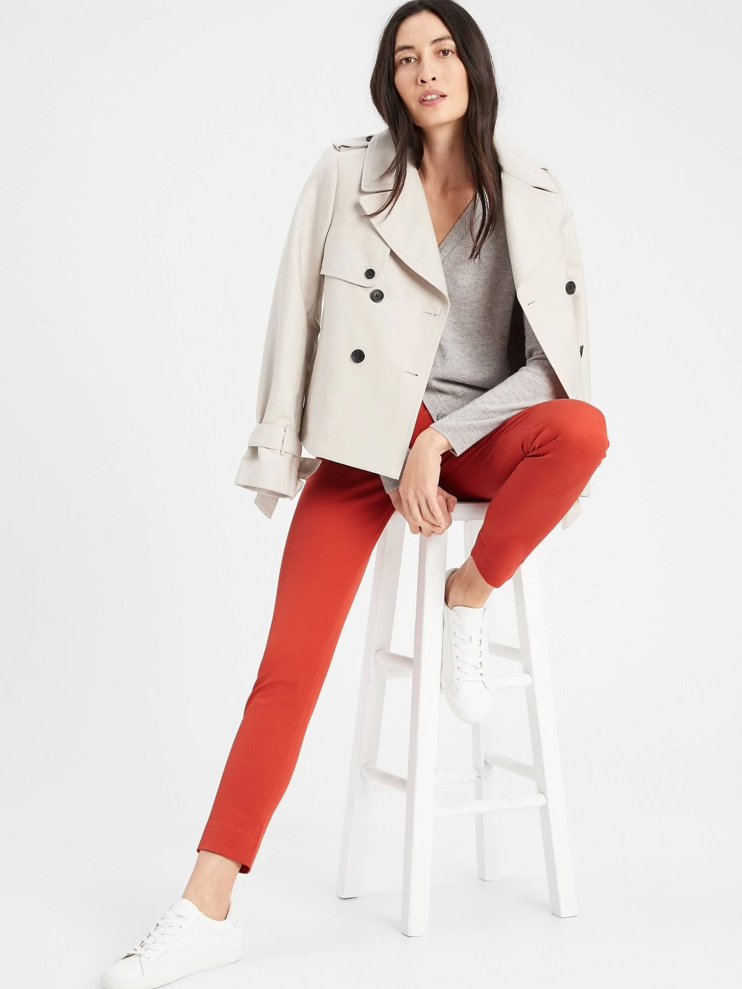 Women's High Rise Slim Ankle Bi-Stretch Pant Rust