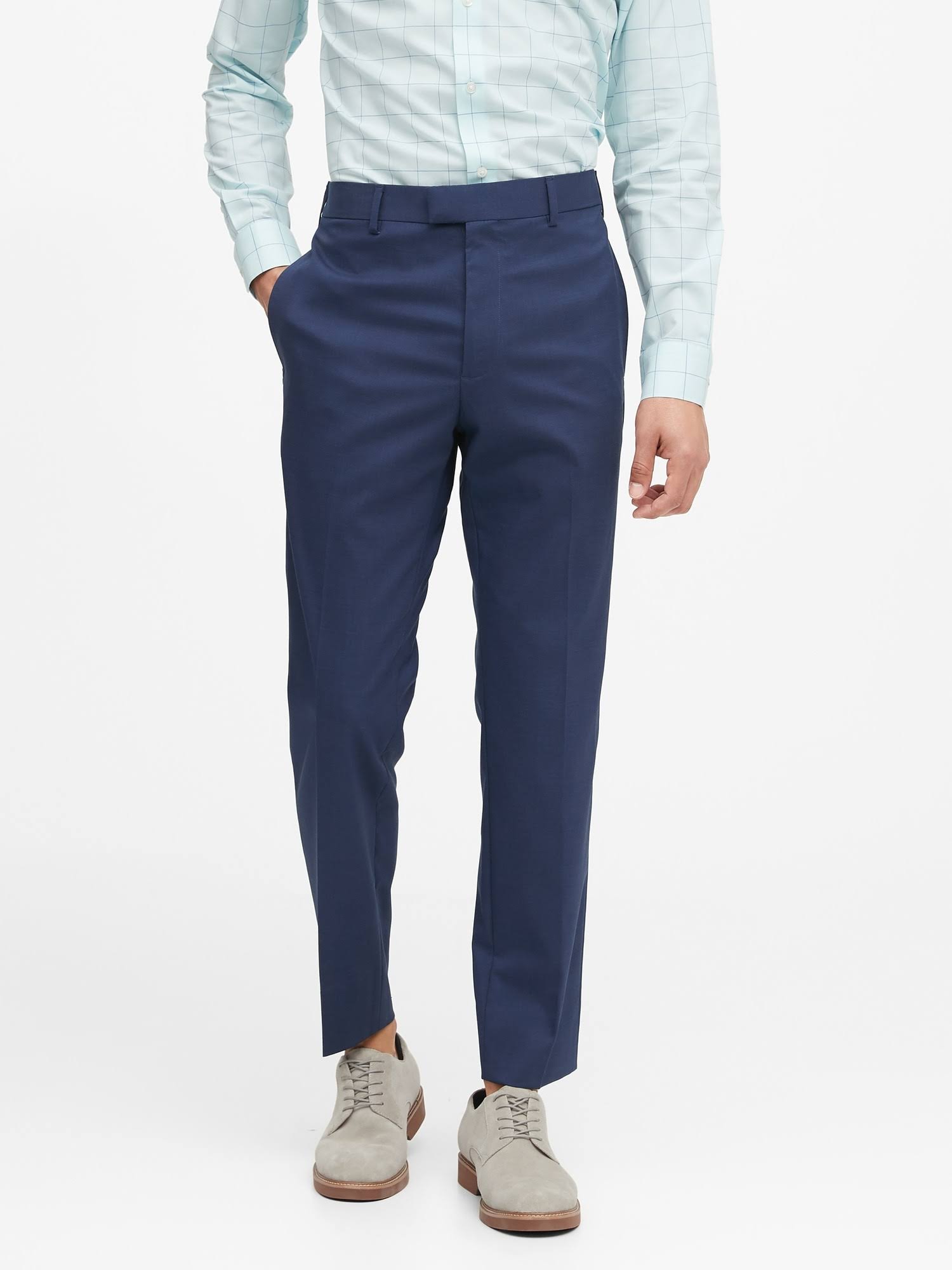 Banana Republic Men's Slim Non-Iron Stretch Cotton Solid Pant Navy Big and Tall Size 35W 36L