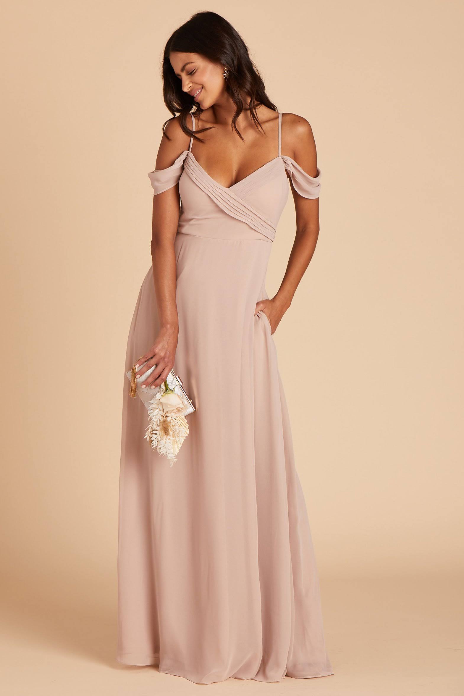 Birdy Grey Spence Convertible Chiffon Bridesmaid Dress in Taupe S / Taupe