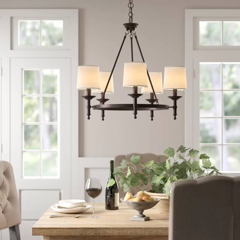 5 - Light Shaded Wagon Wheel Chandelier Birch Lane