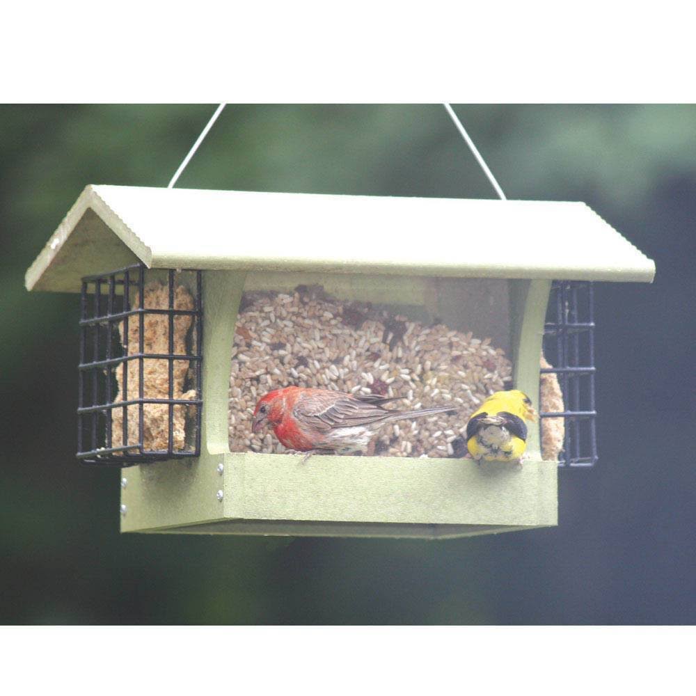 Green Solutions Recycled Medium Hopper Bird Feeder with Suet Cages