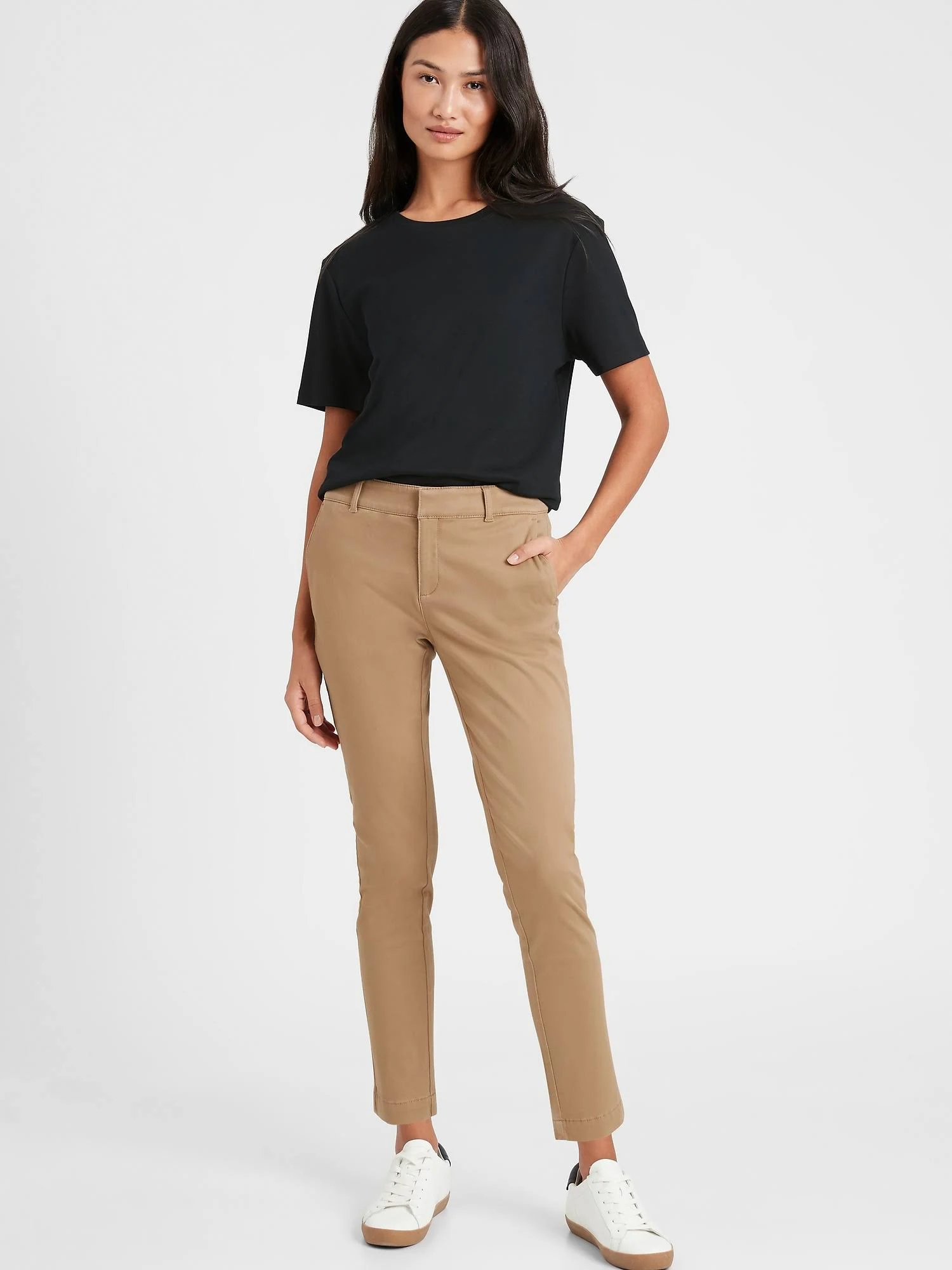 Banana Republic Women's Mid-Rise Skinny Chino Pant Classic Camel Size 10 Long