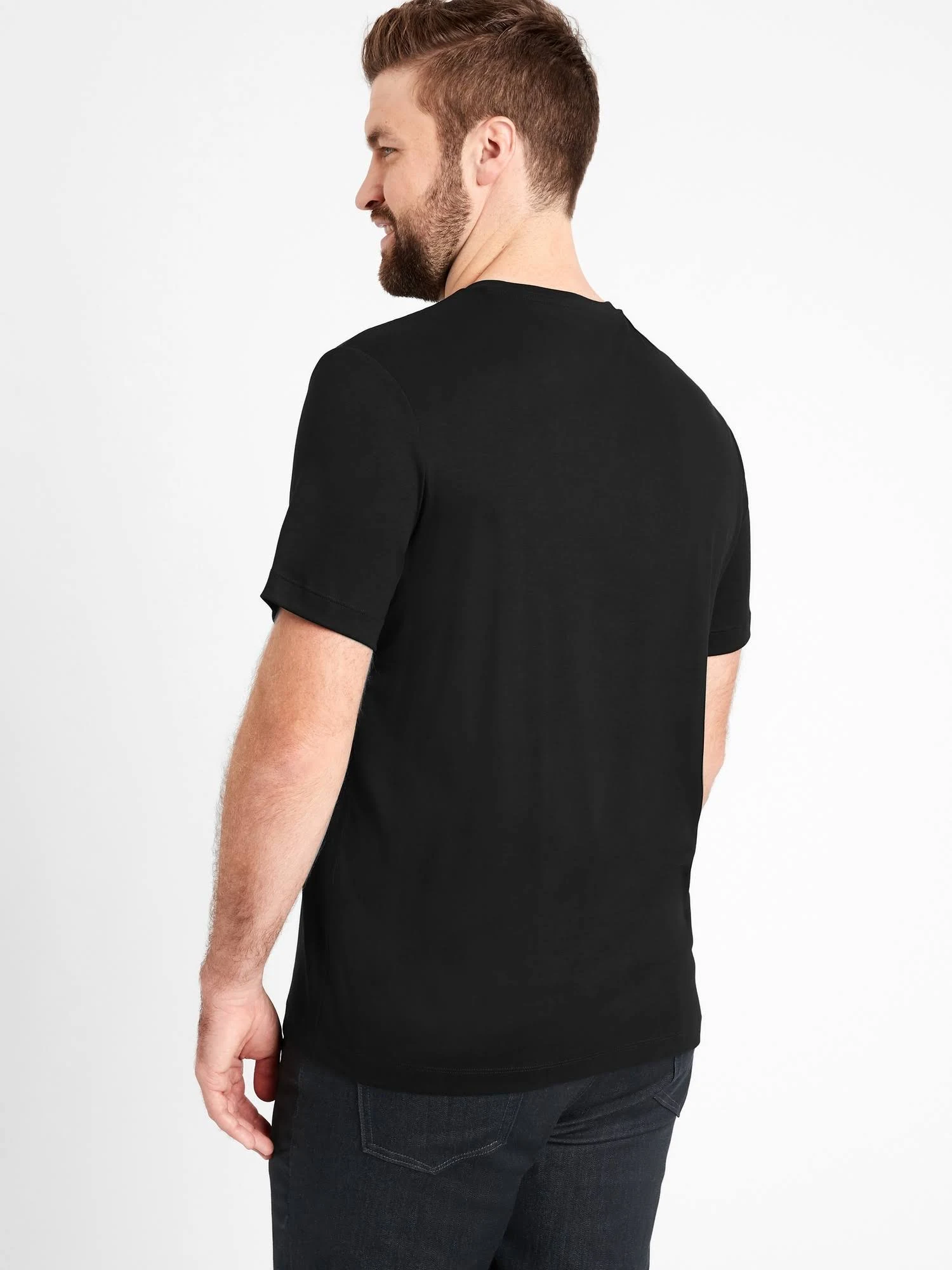 Banana Republic Men's Luxury Touch Performance V-Neck T-Shirt Black Tall Size L