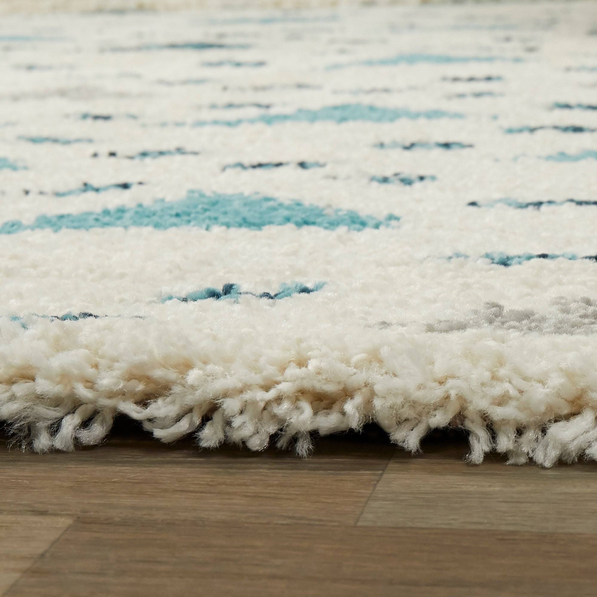 Belmonte Geometric Shag Area Rug - 2&7x22 x 7& Runner - Cream