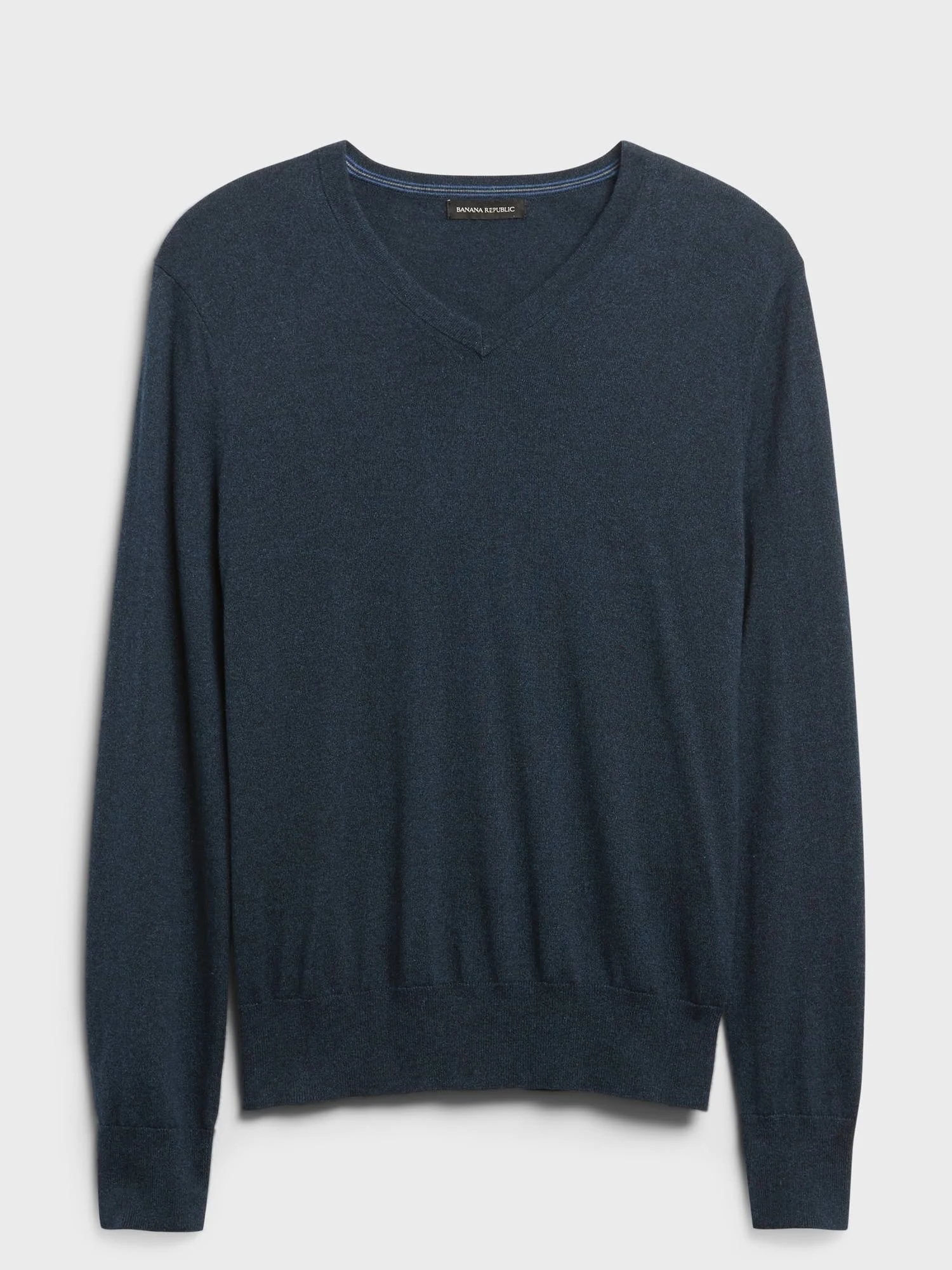 Banana Republic Men's Silk Cotton Cashmere V-Neck Sweater Midnight Navy Size S
