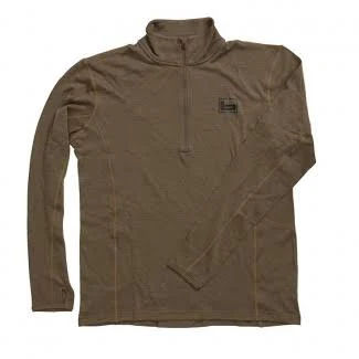 Banded Base Merino Wool 1/4 Zip Pullover 180 Gram, Mens, Light Chocolate, Small