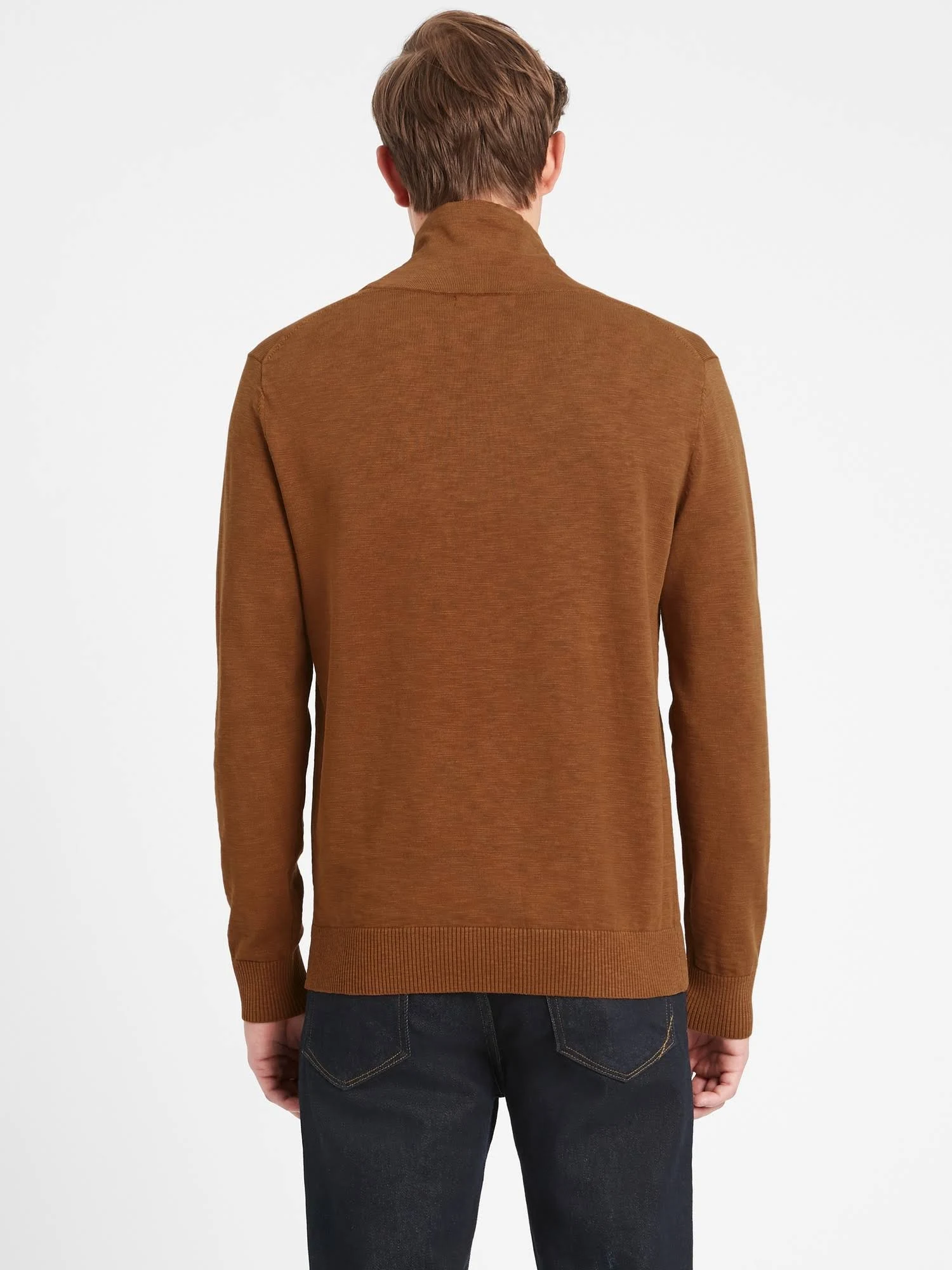 Banana Republic Men's Cotton Funnel-Neck Sweater Vicuna Tan Size L