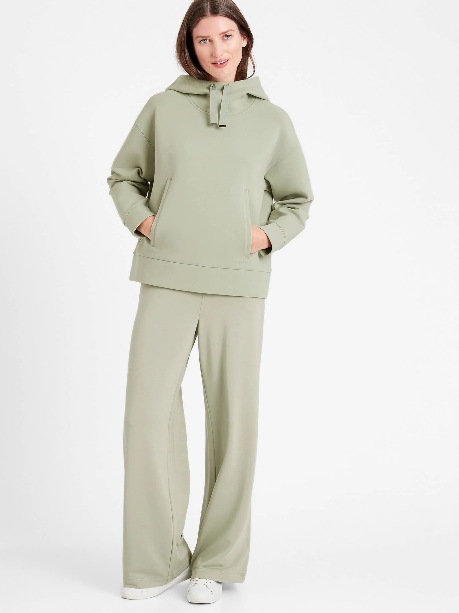 Banana Republic Women's Baby Terry Wide-Leg Lounge Pant Green Sage Bouquet Size Xs