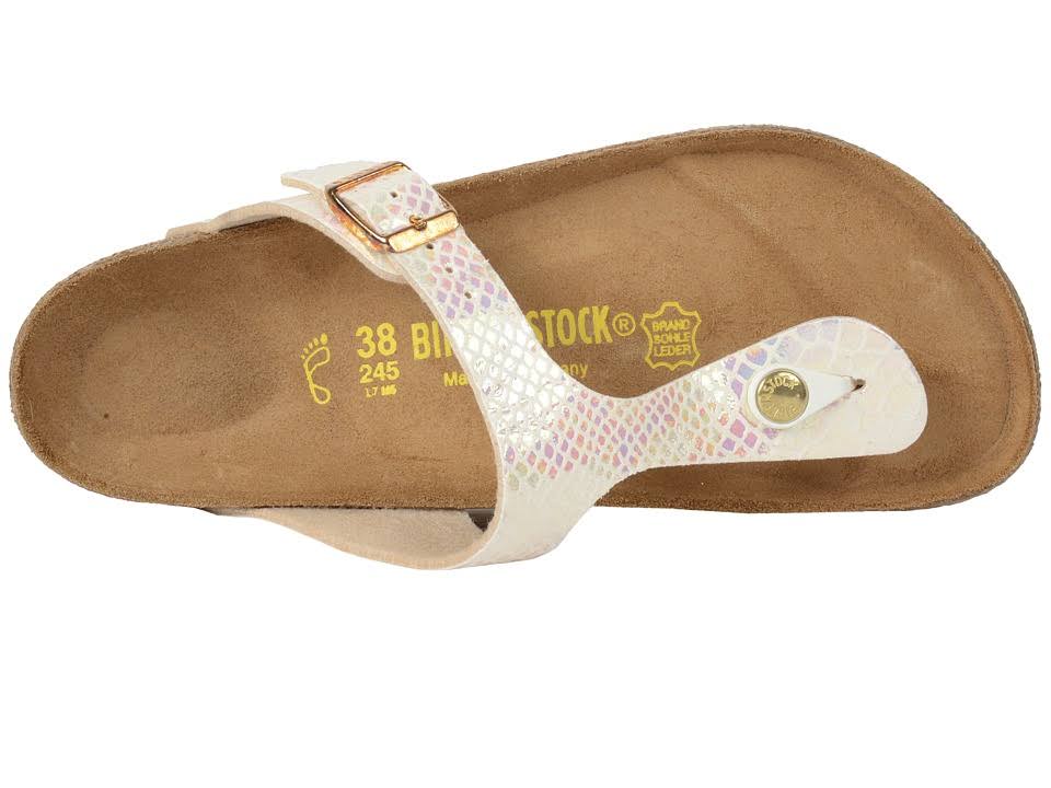Birkenstock Women's Gizeh in Shiny Snake Cream Birko-Flor Size 42 M