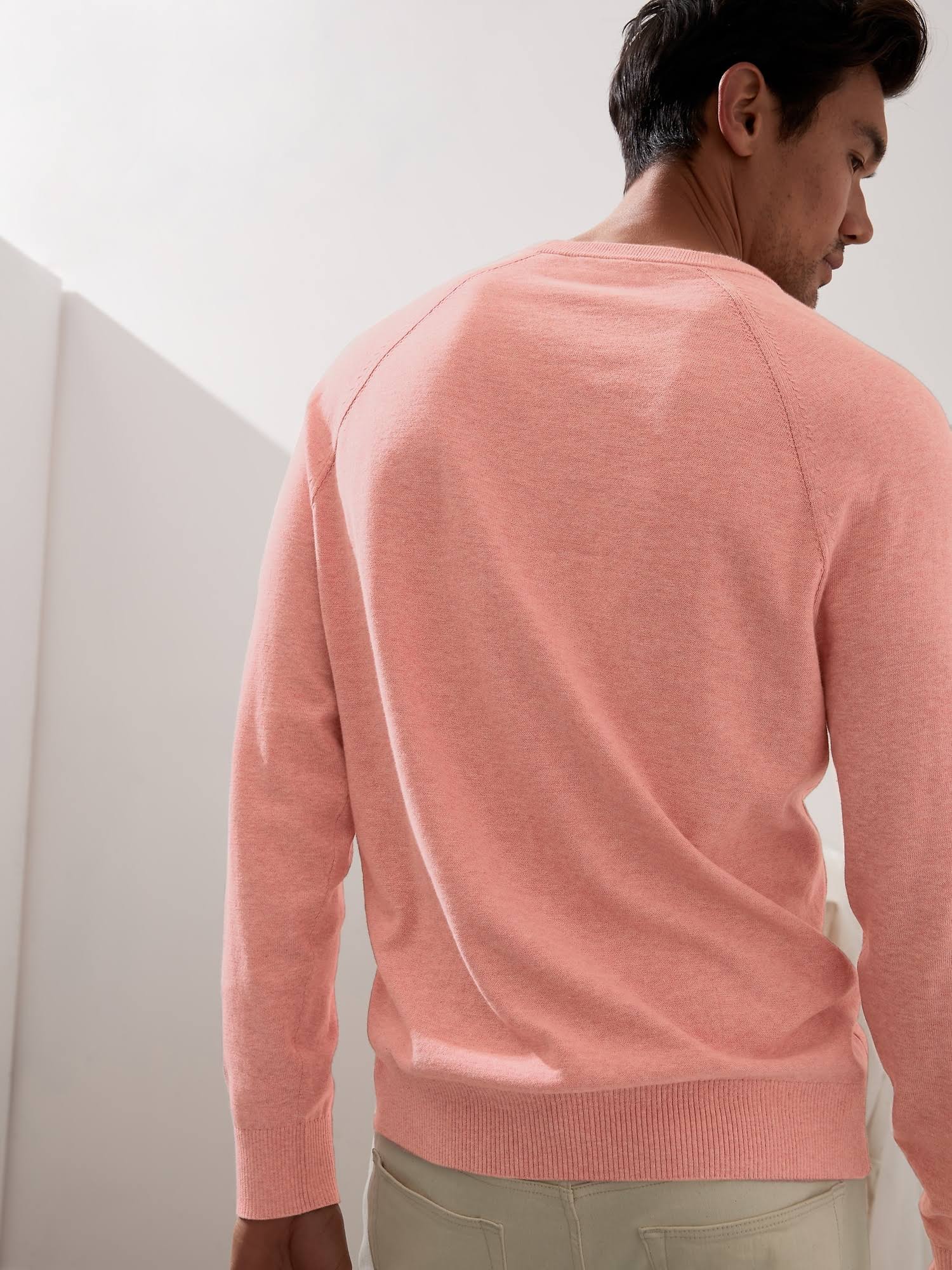 Banana Republic Men's Organic Cotton Raglan Sweater Dusty Pink Tall Size XXL