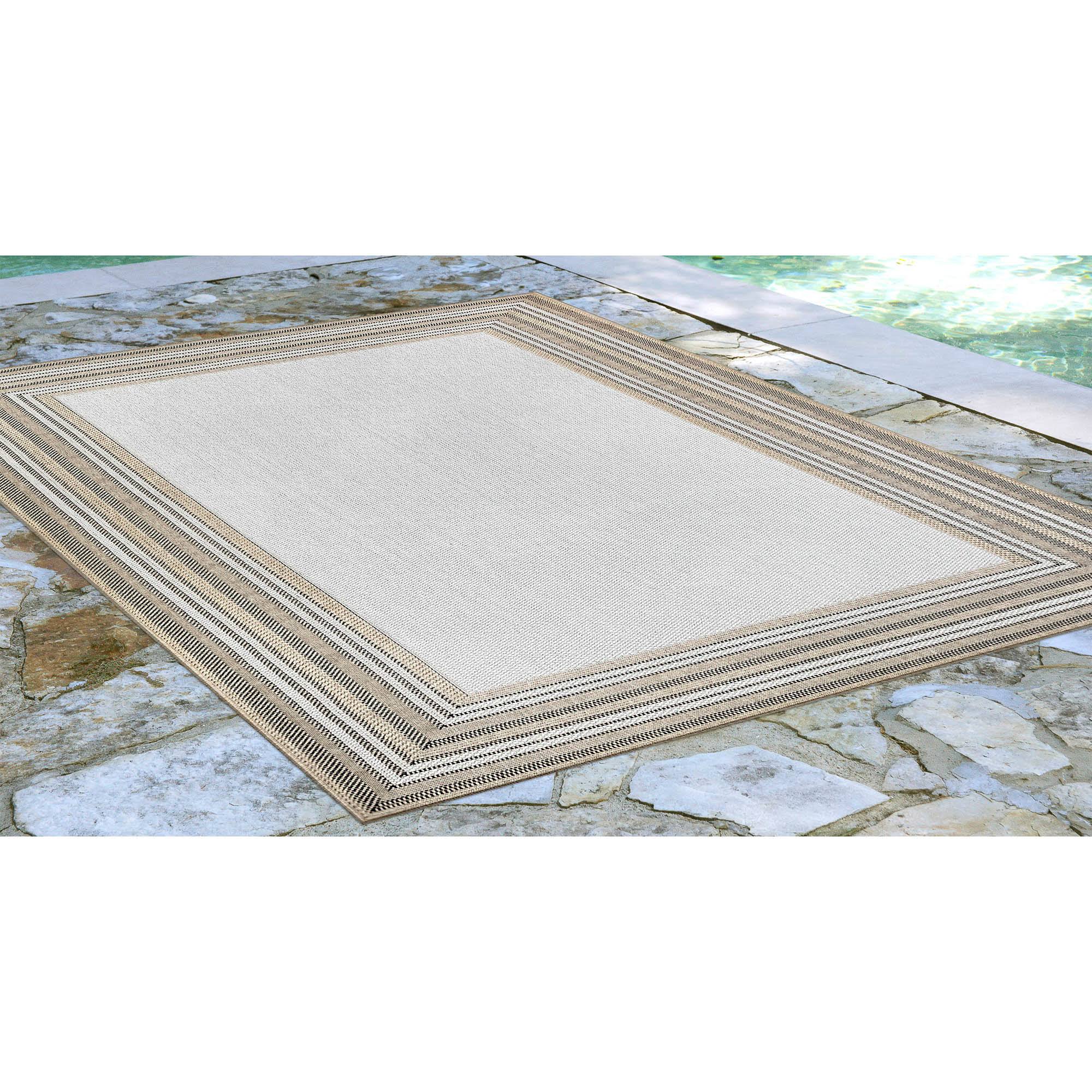 Liora Manne Carmel Multi Border Indoor/Outdoor Rug Navy 7&10x22x9&10x22