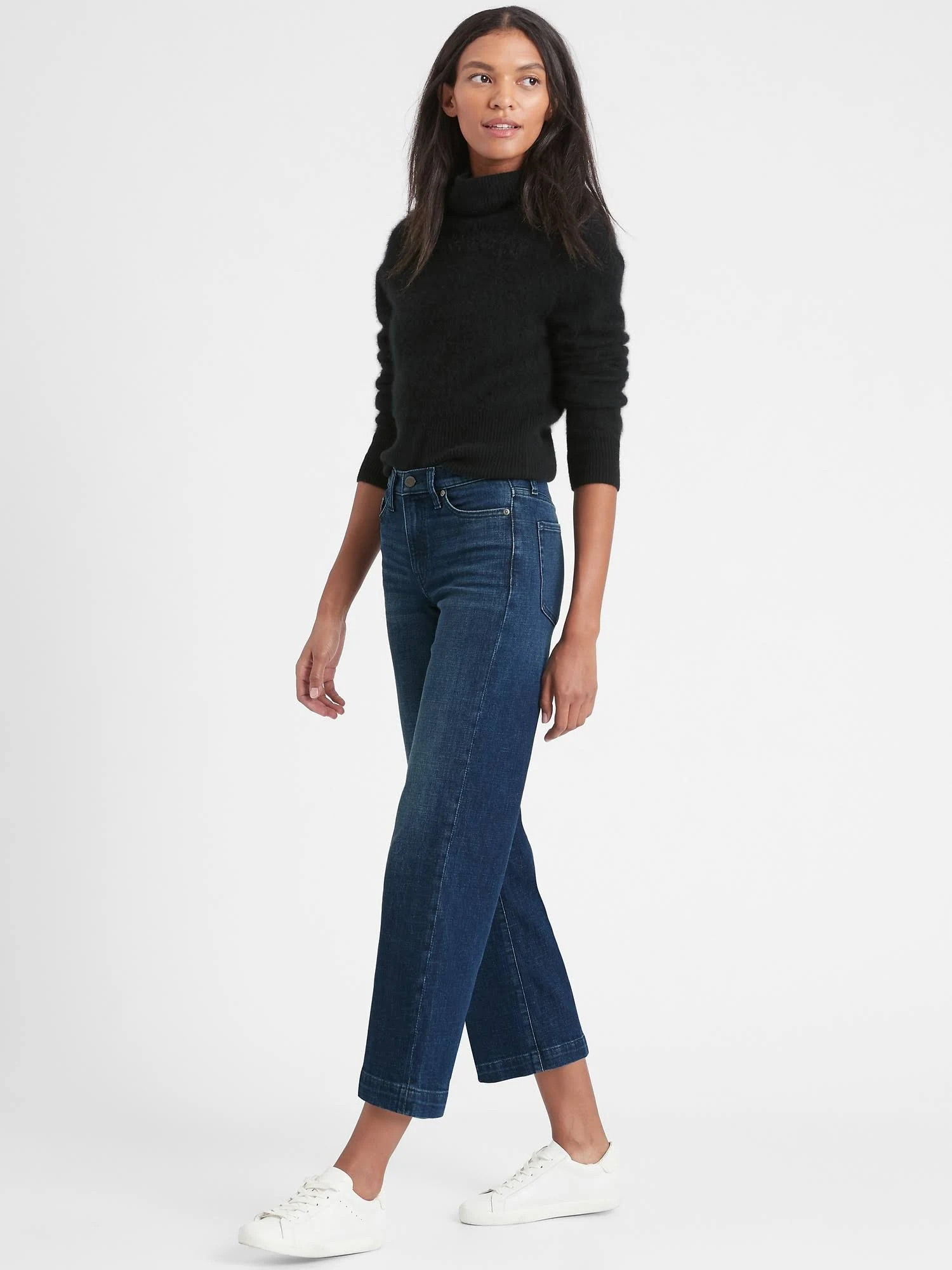 Banana Republic Women's High-Rise Wide-Leg Cropped Jean Medium Wash Size 25 Short