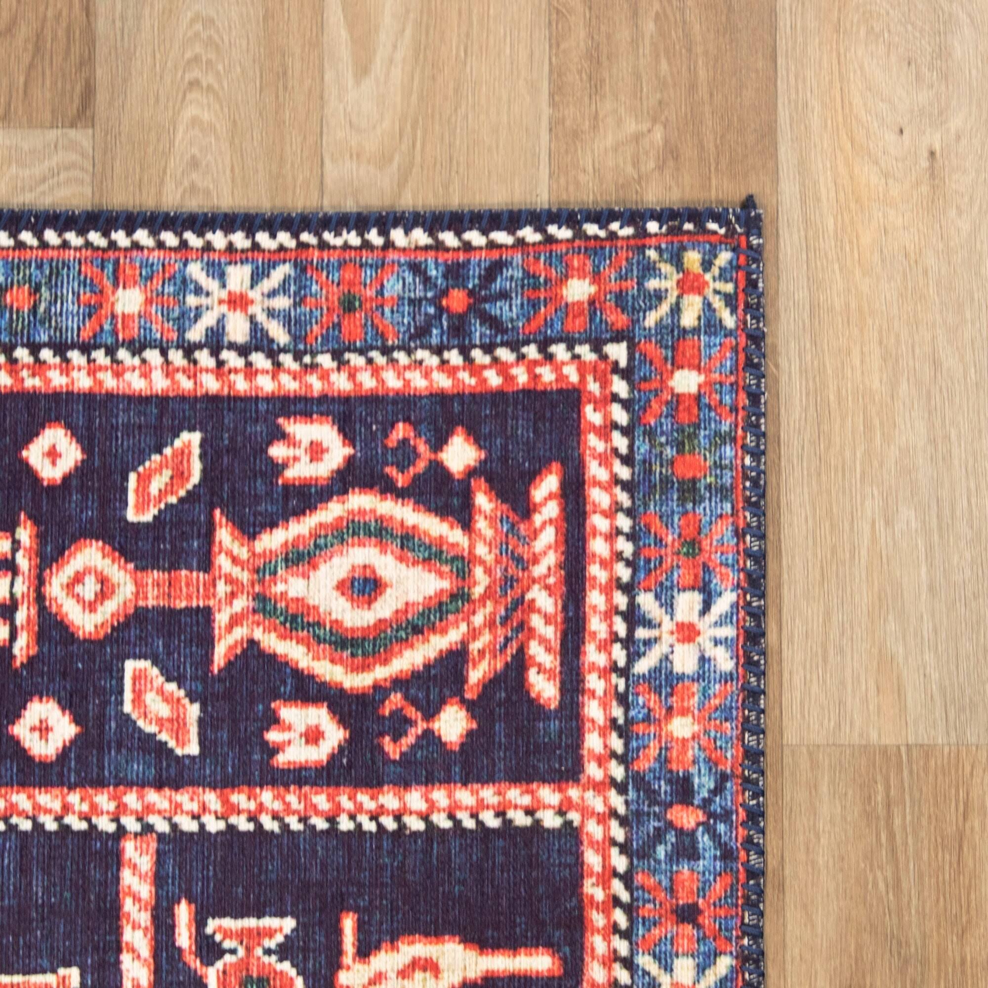 Vatel Traditional Persian Area Rug - 8' x 10' - Navy Blue