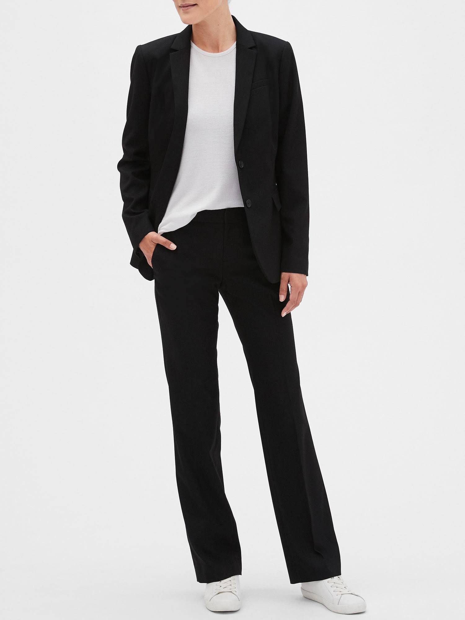 Banana Republic Factory Women's Washable Long and Lean Black Two-Button Blazer Black Regular Size 0