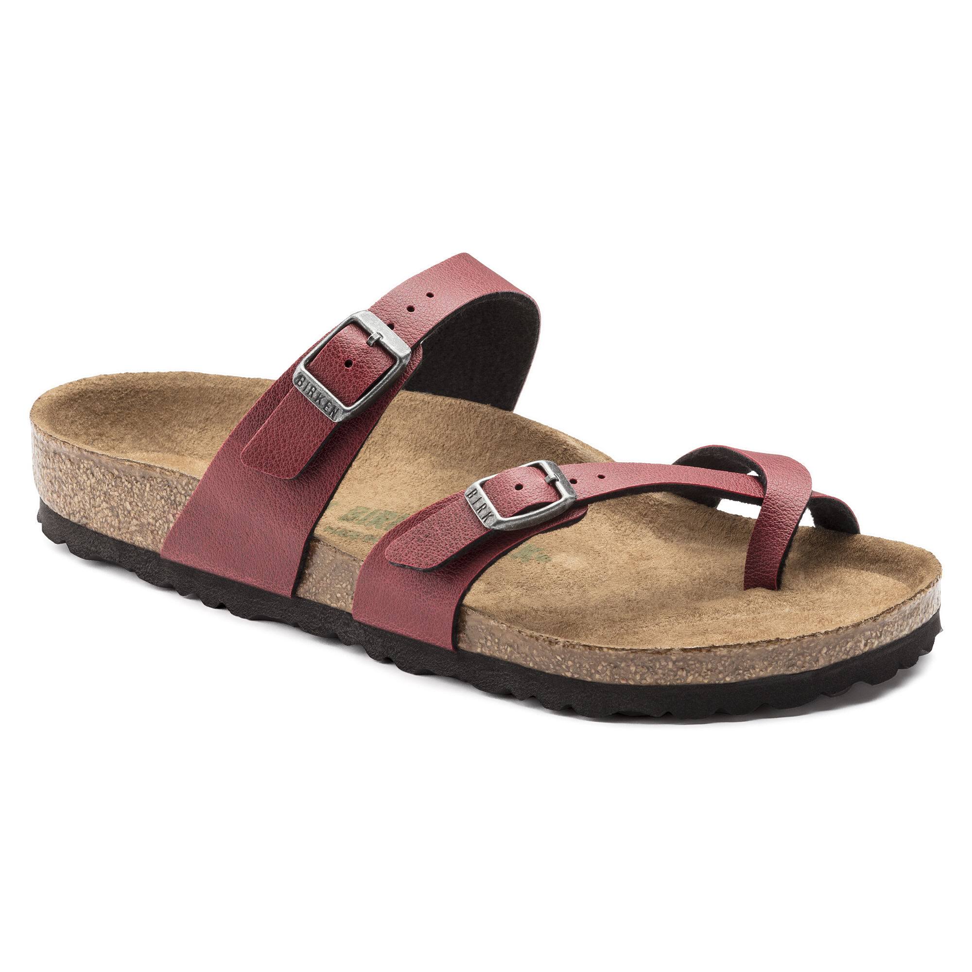 BIRKENSTOCK Mayari Birko-Flor Pull Up Bordeaux Thong Sandals