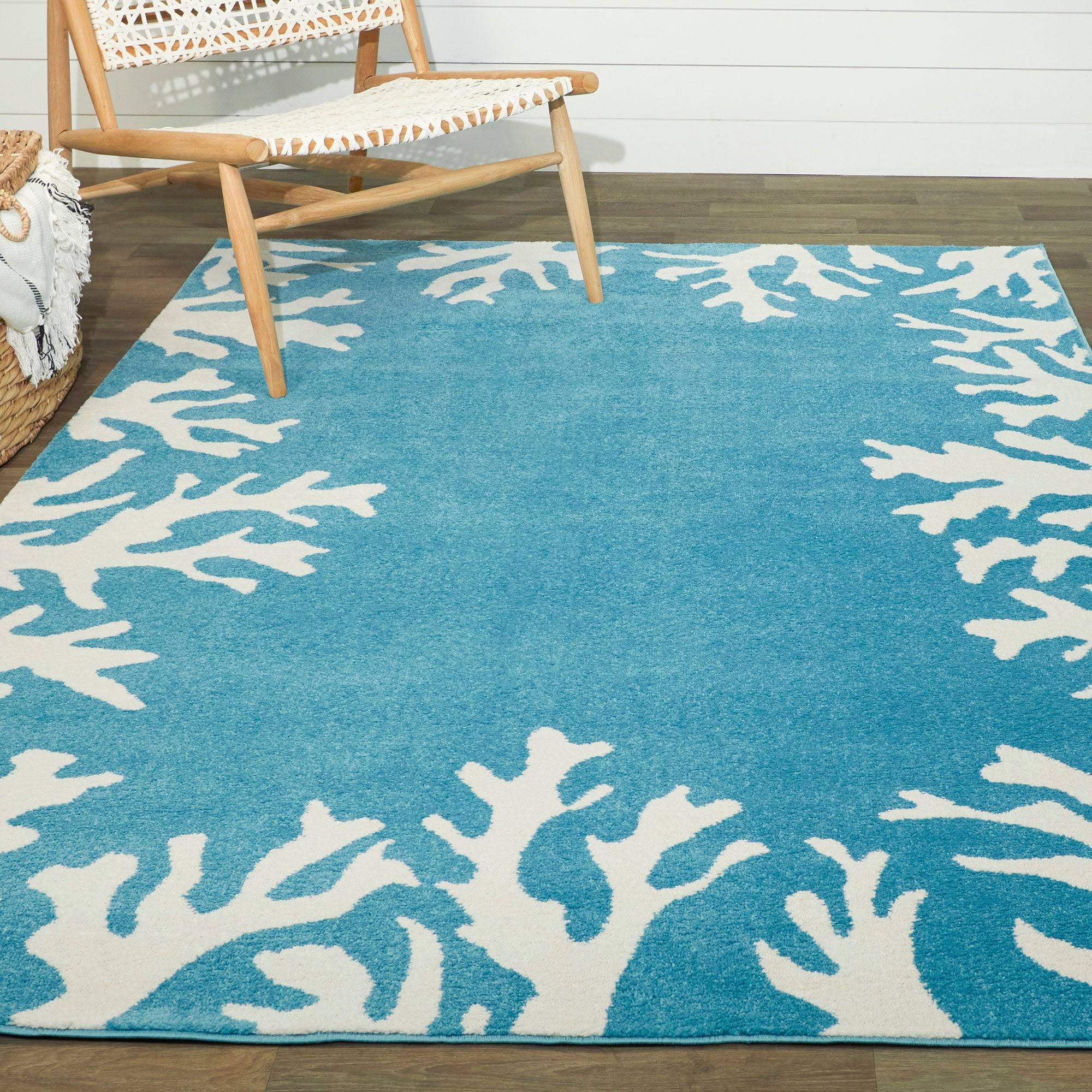 BALTA Caswell Blue 5 ft. x 7 ft. Coastal Coral Area Rug