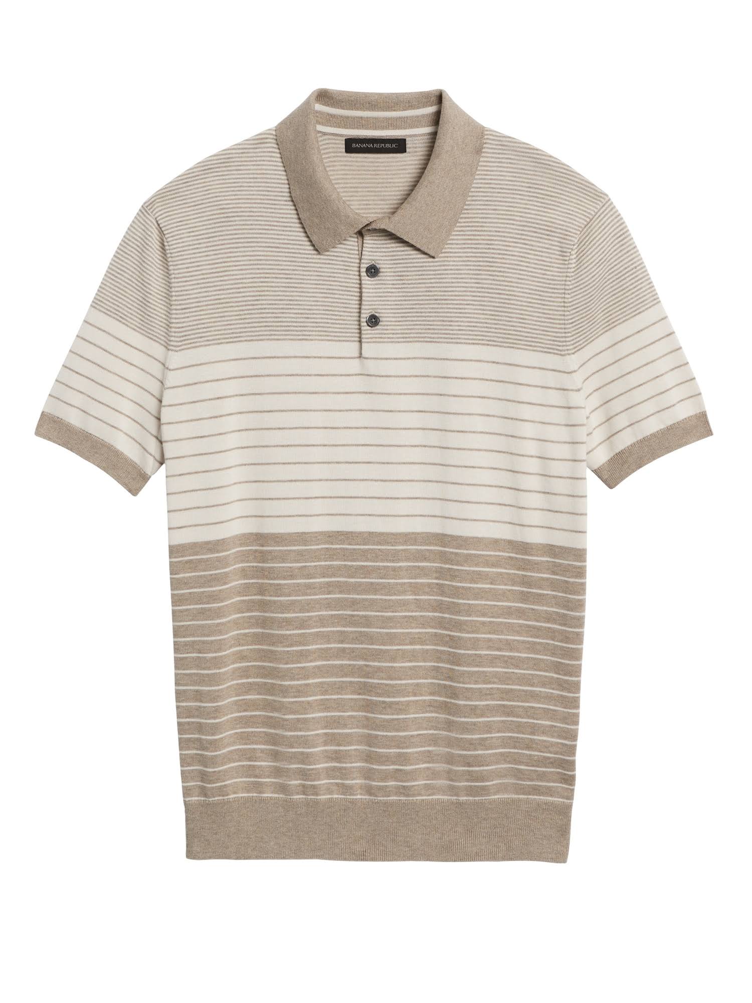 Banana Republic Men's Supima Cotton Sweater Polo Shirt Light Beige Size XL