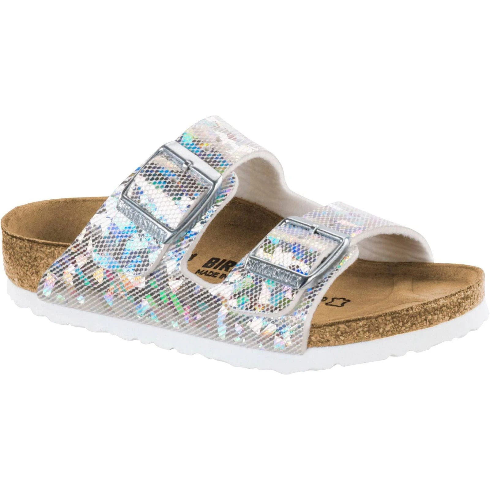 Birkenstock Kids' Arizona Sandal ?Hologram Silver