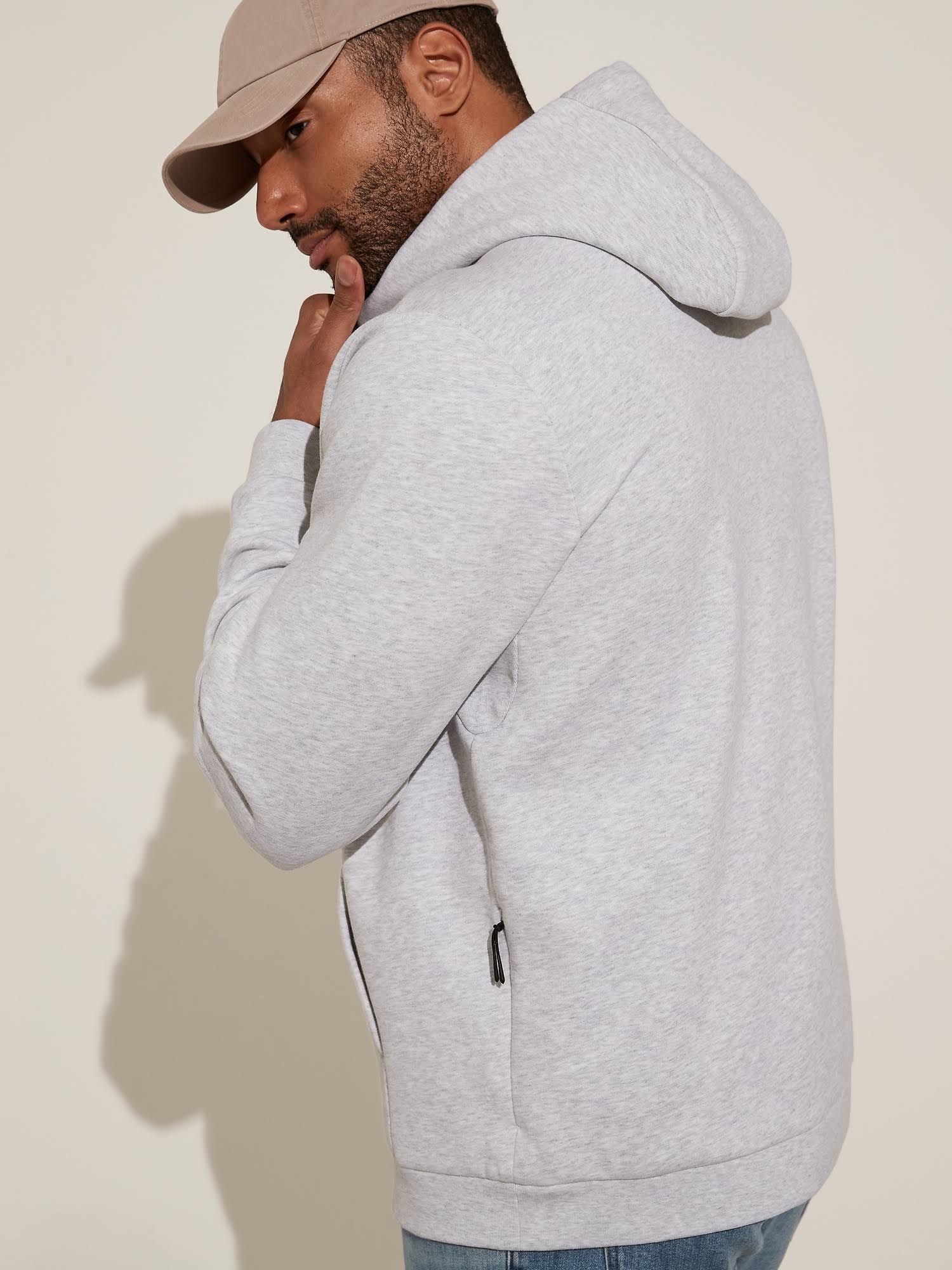 Banana Republic Men's BR Sport Heavyweight Fleece Hoodie Gray Heather Size S