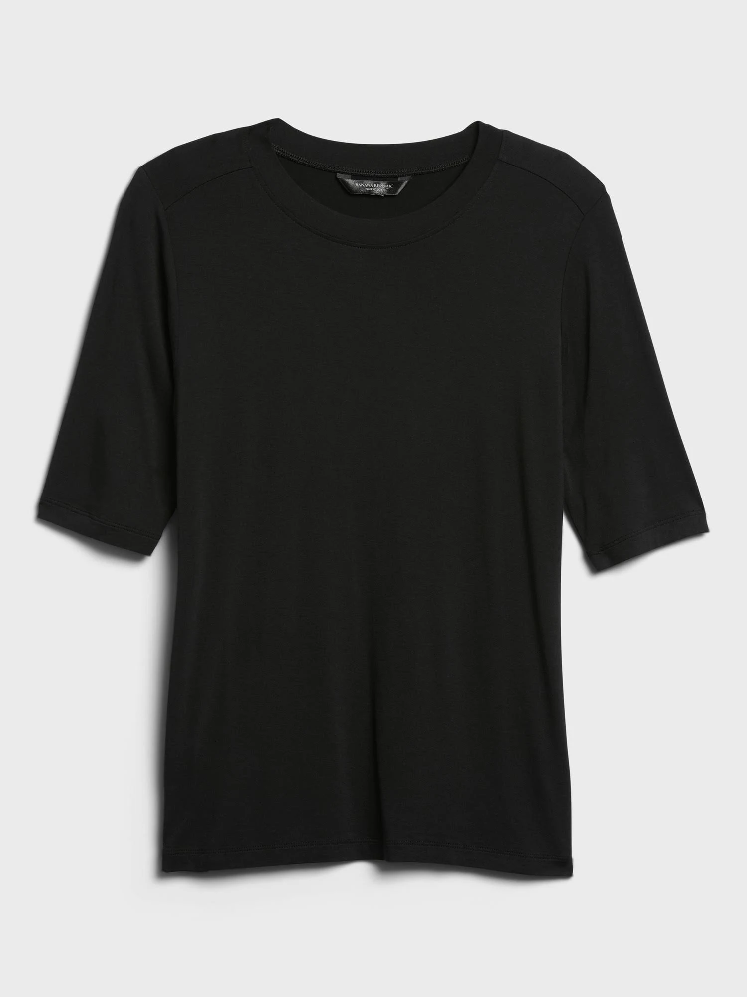 Banana Republic Women's Threadsoft Elbow-Sleeve T-Shirt Black Size Xxs