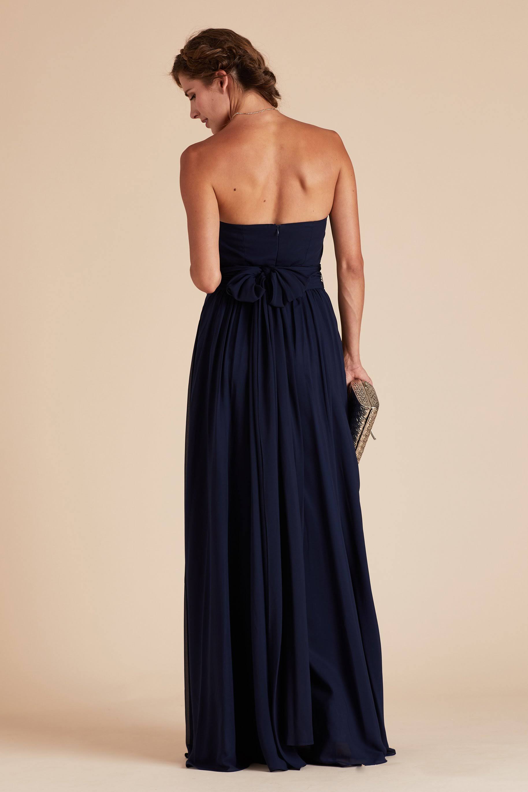 Grace Convertible Chiffon Bridesmaid Dress in Navy XL / Navy / No Slit