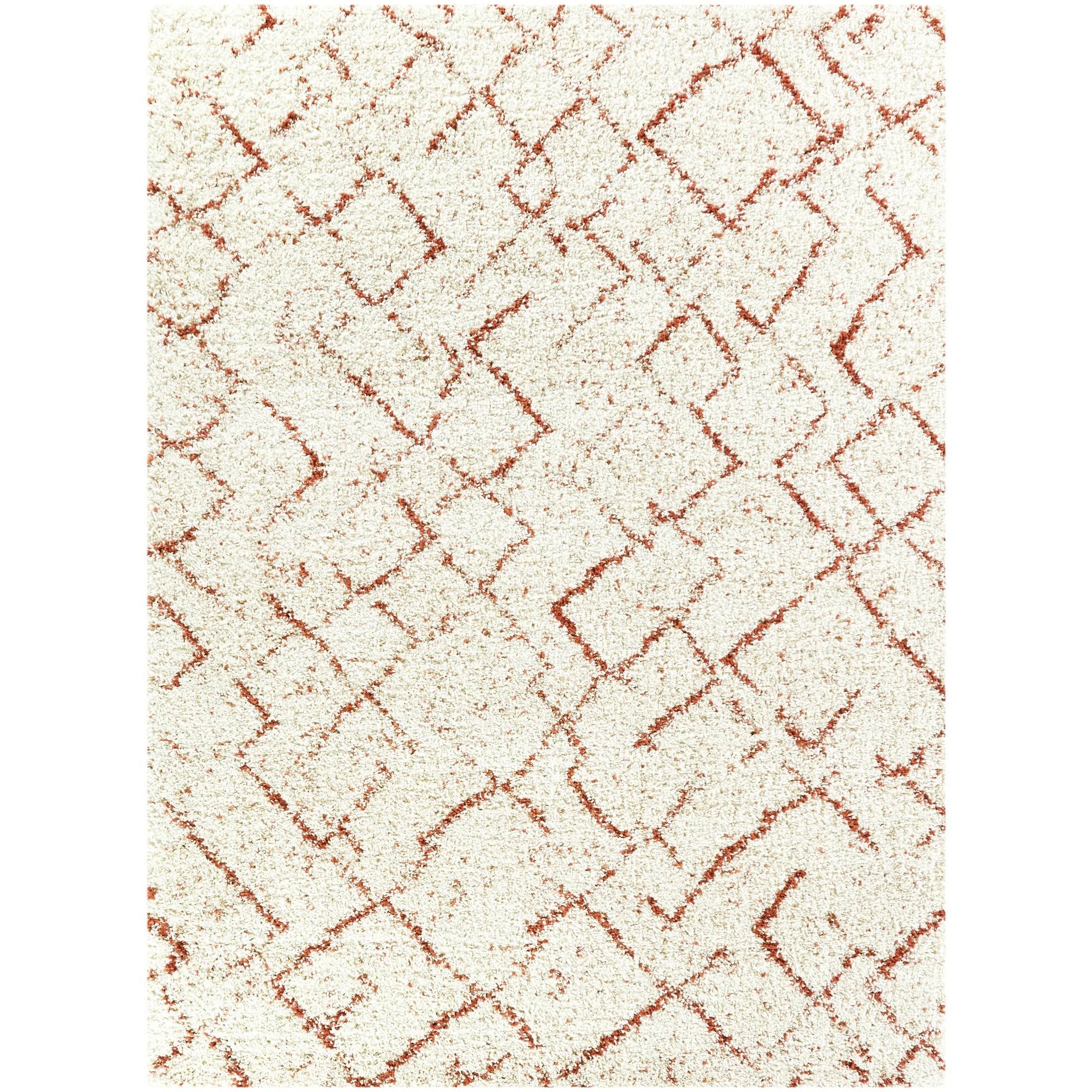 Albini Tribal Shag Area Rug - 5&3x22 x 7& - White/Grey