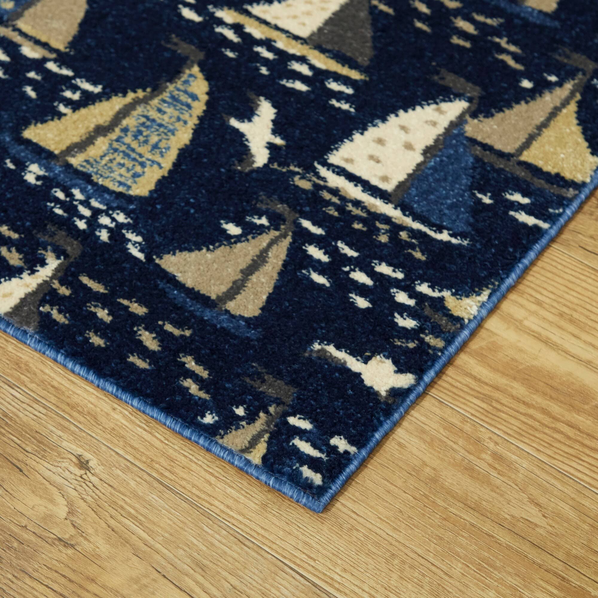 BALTA Bay Marina Navy 5 ft. x 7 ft. Coastal Boat Area Rug, Blue