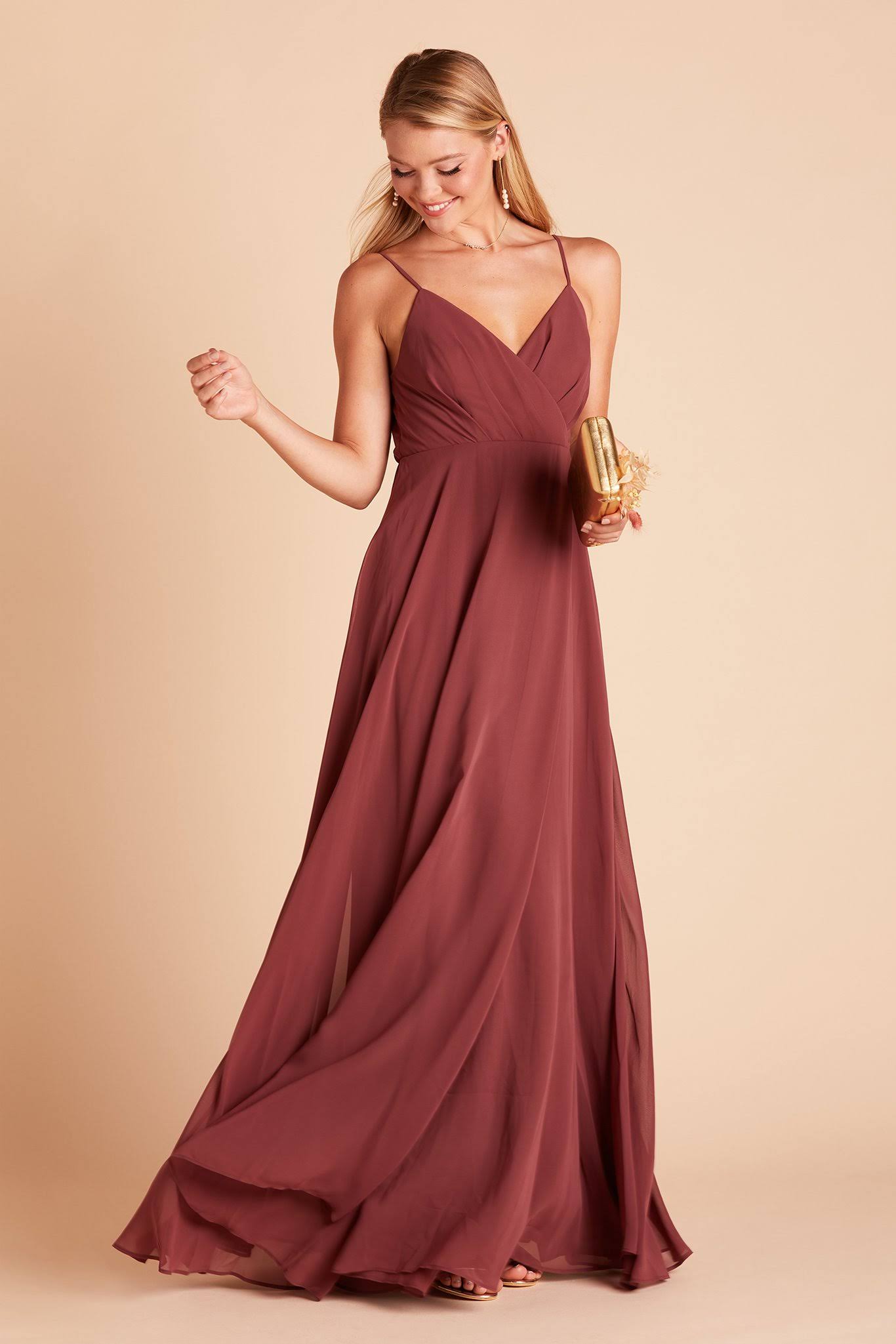 Birdy Grey Kaia Chiffon Bridesmaid Dress in Rosewood L / Rosewood