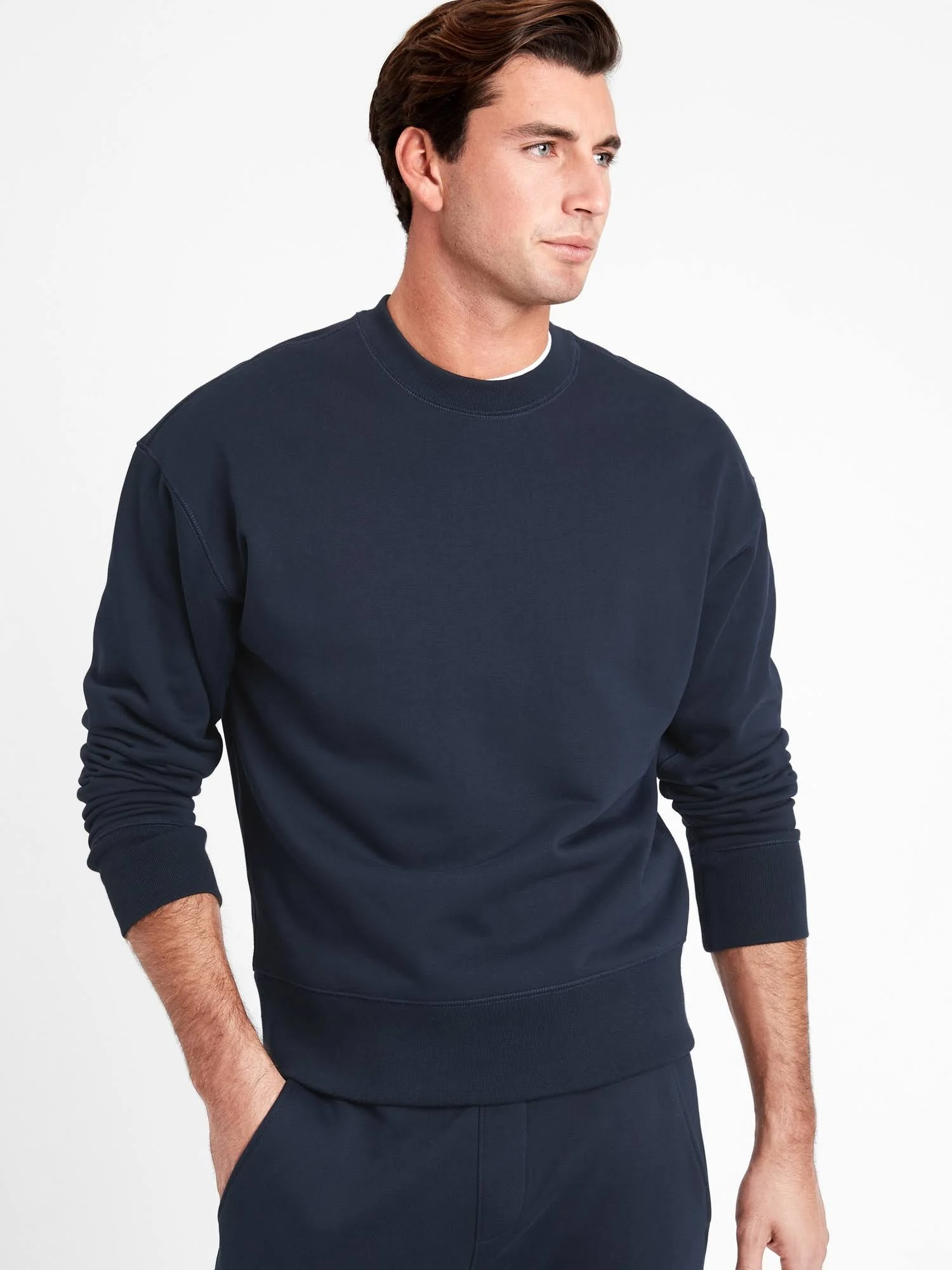 Banana Republic Men's French Terry Crew-Neck Sweatshirt Navy Size Xs