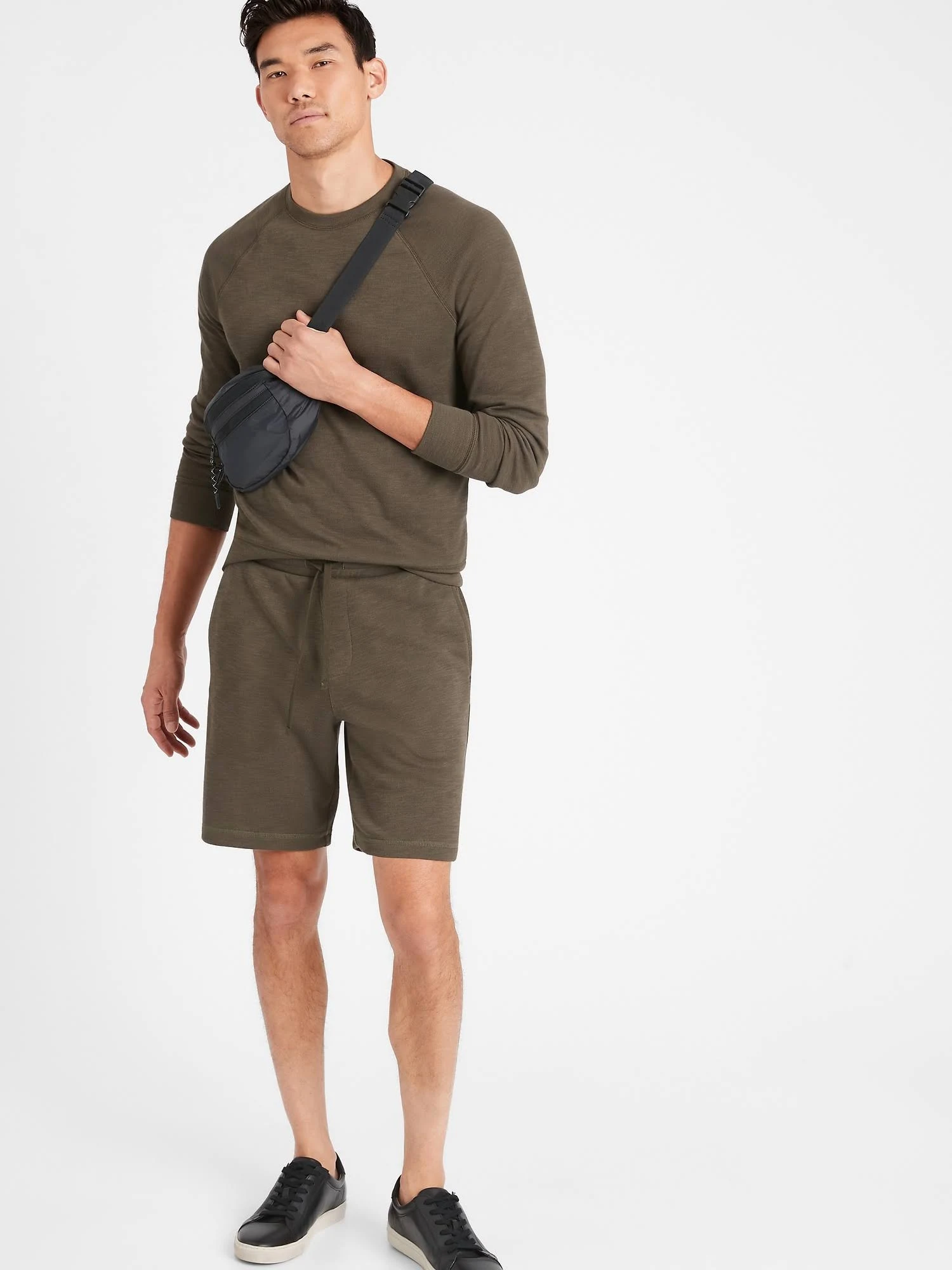 Banana Republic Men's Double-Knit Crew-Neck Sweatshirt Cargo Green Tall Size XXL