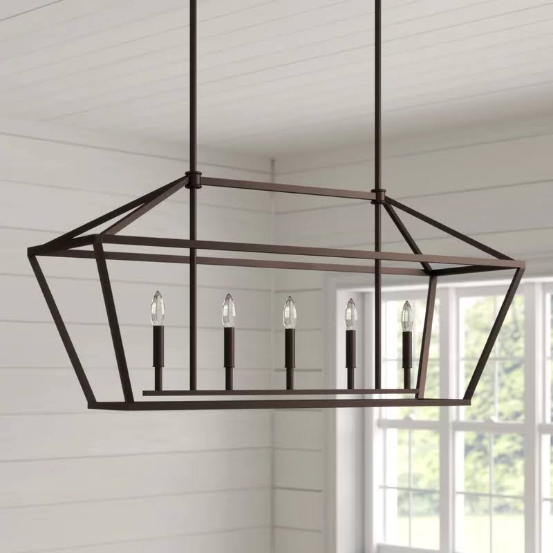 Finch 5 - Light Kitchen Island Linear Pendant Finish: Matte Black