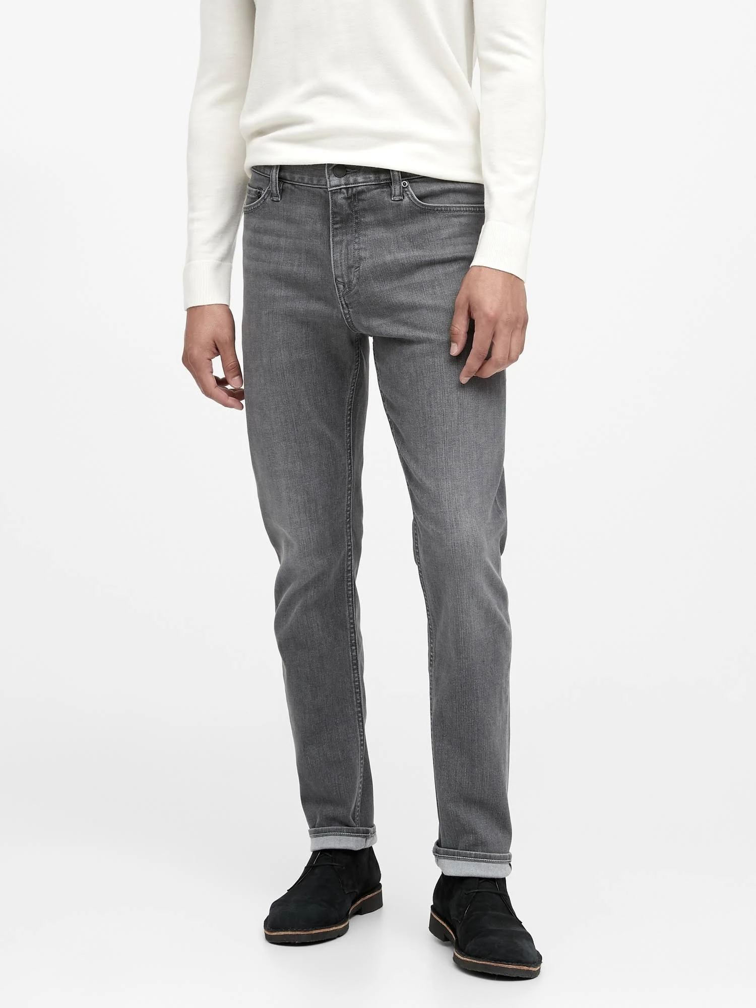 Banana Republic Men's Slim Rapid Movement Denim Jean with Coolmax Technology Slate Gray Wash Size 28W 32L