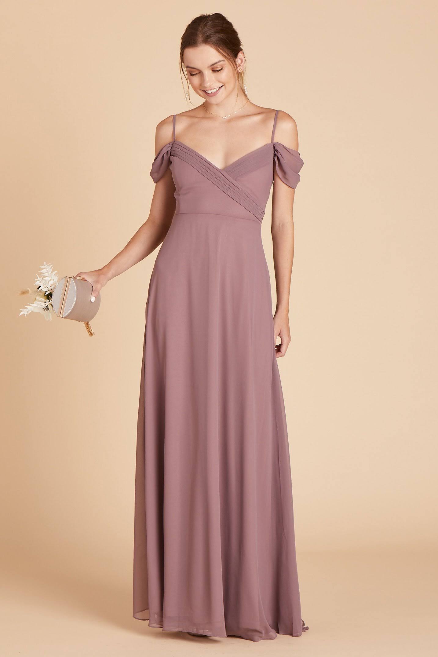Birdy Grey Spence Convertible Chiffon Bridesmaid Dress in Dark Mauve S / Dark Mauve / No Slit
