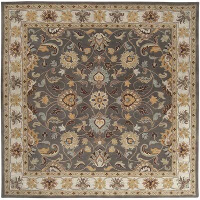 Arden Floral Handmade Wool Charcoal Area Rug Birch Lane Rug Size: Square 9&9x22