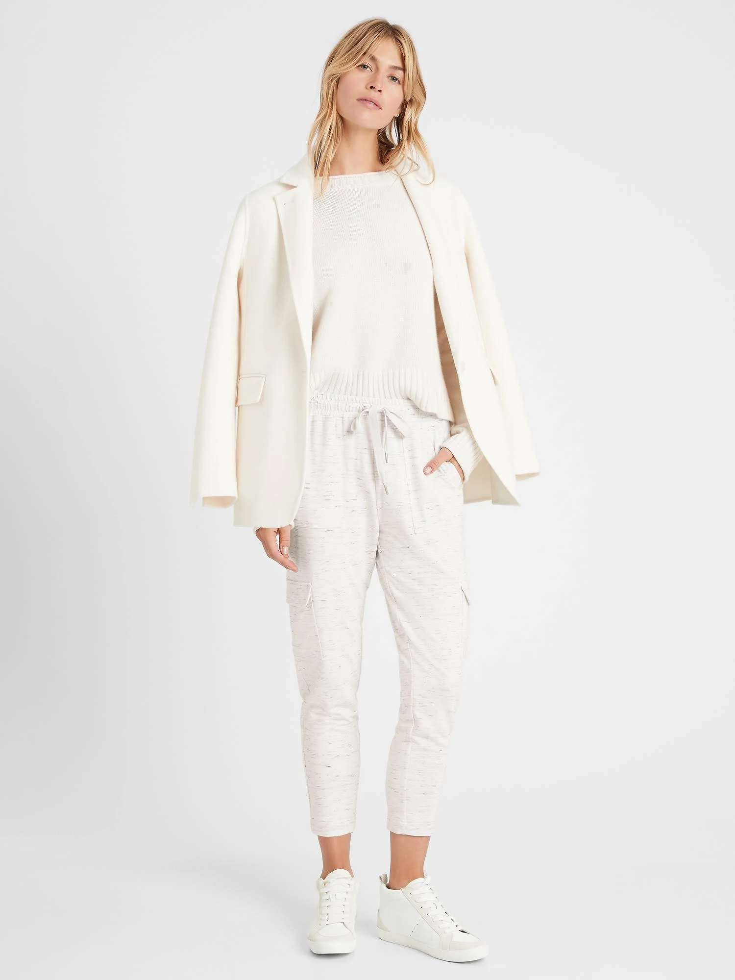 Banana Republic Women's Baby Terry Cargo Jogger Oatmeal Heather Size M