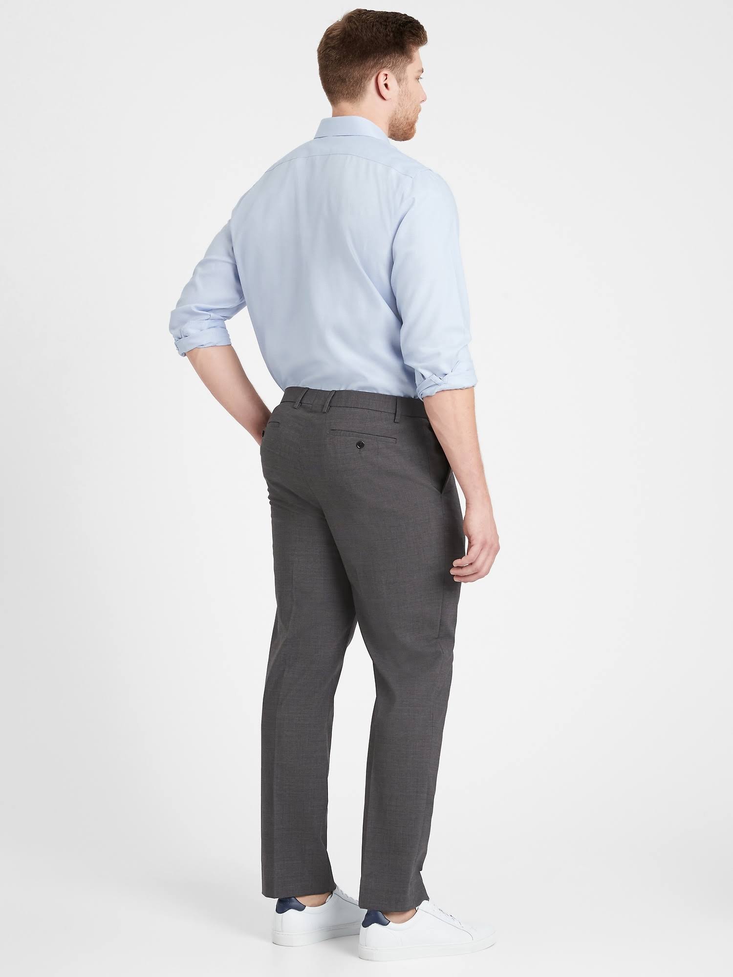 Banana Republic Men's Slim Performance Stretch Wool Dress Pant Charcoal Tall Size 35W 36L