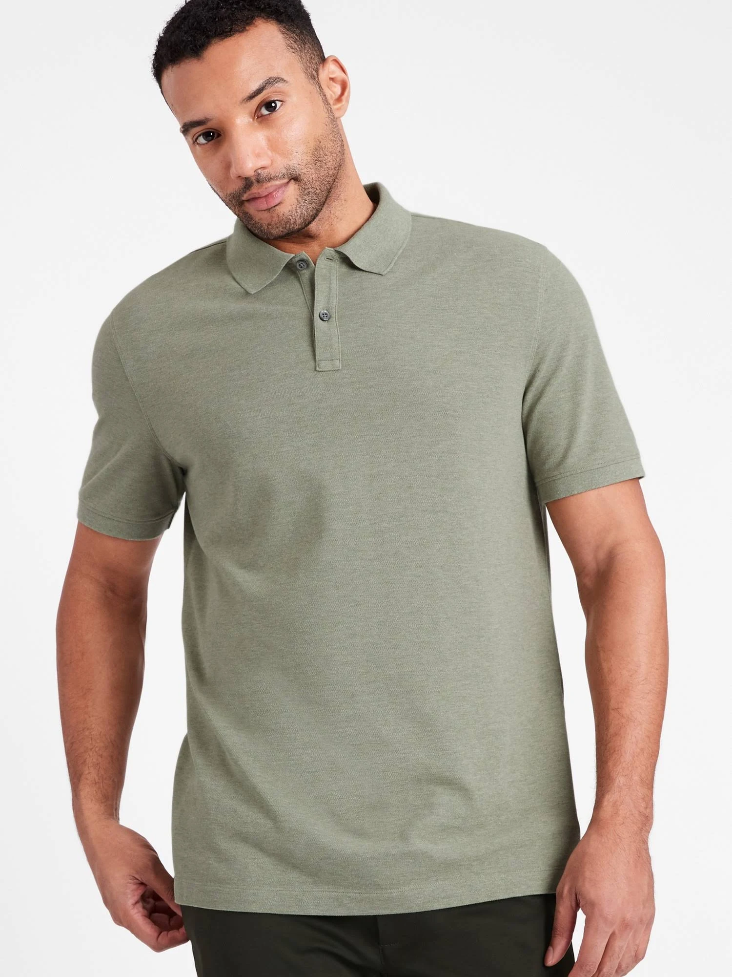 Banana Republic Men's Core Temp Pique Polo Shirt Green Cardoon Size Xs