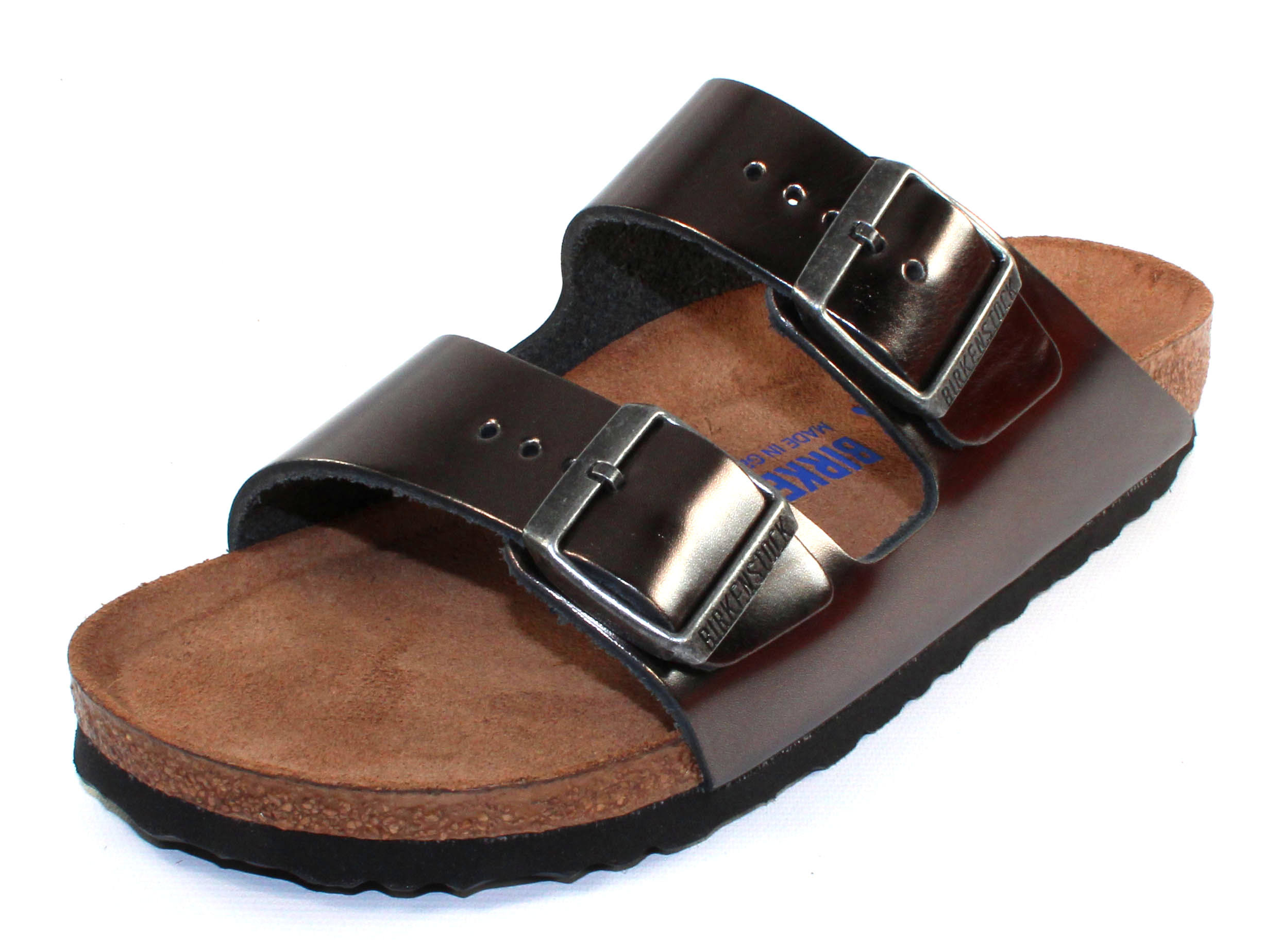 Birkenstock Arizona Soft Footbed Leather Sandal, Size 37, Metallic Leather
