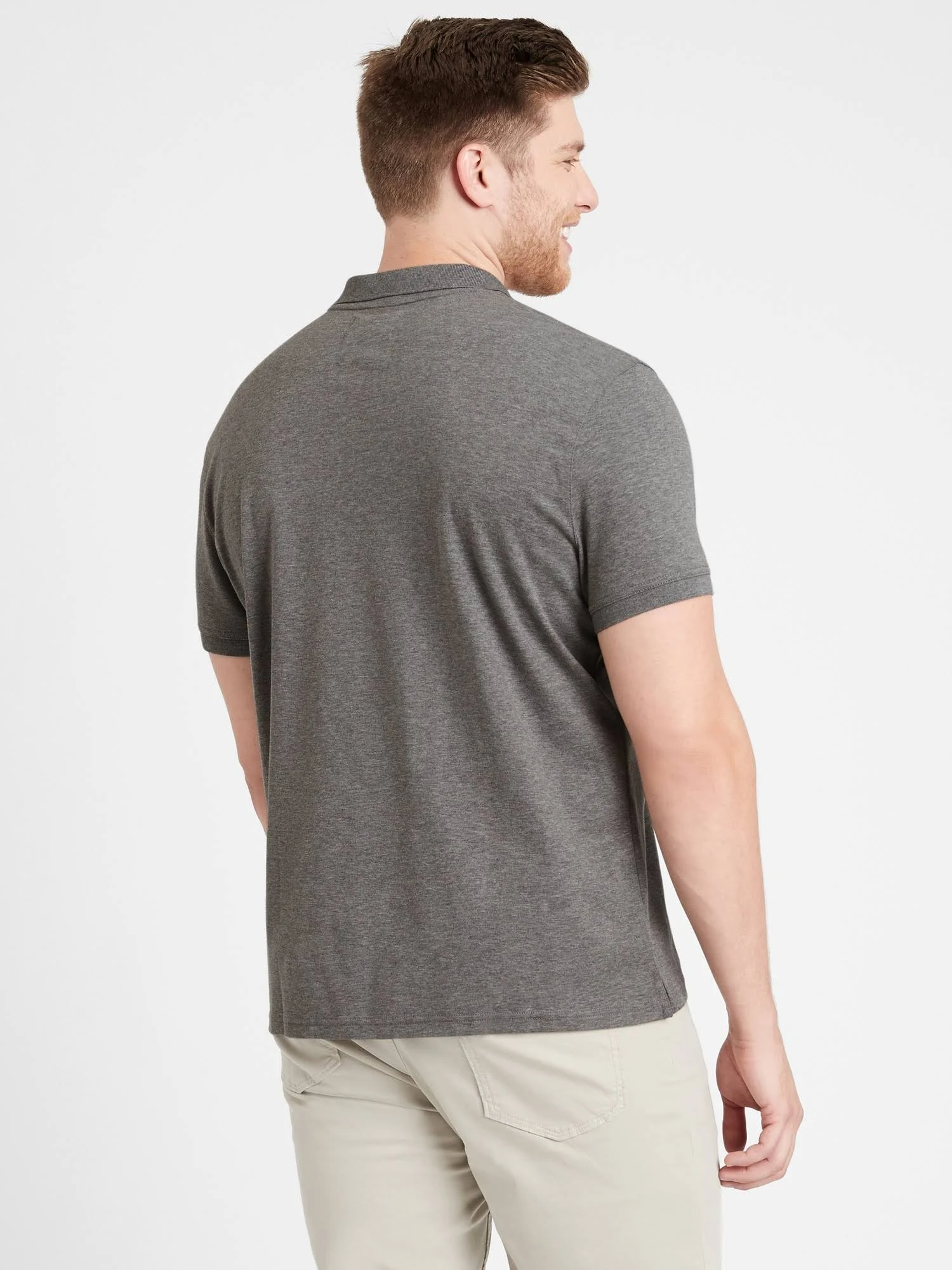 Banana Republic Men's Slim Luxury-Touch Polo Shirt Dark Gray Size S