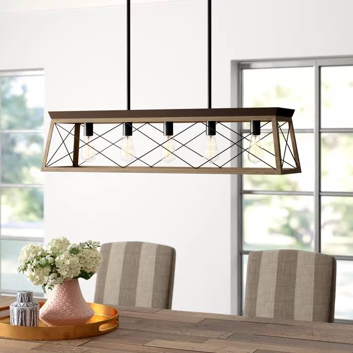 Delon 5 - Light Kitchen Island Linear Pendant - Graphite/Whitewash