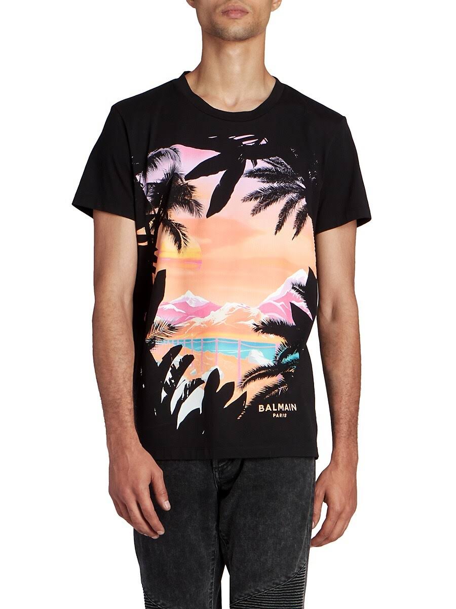 Balmain Black Printed T-Shirt