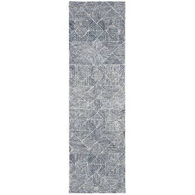 George Oliver Gaither Hand-Tufted Wool Light Blue/Gray Area Rug, Size: Runner 2&3 inch x 8&