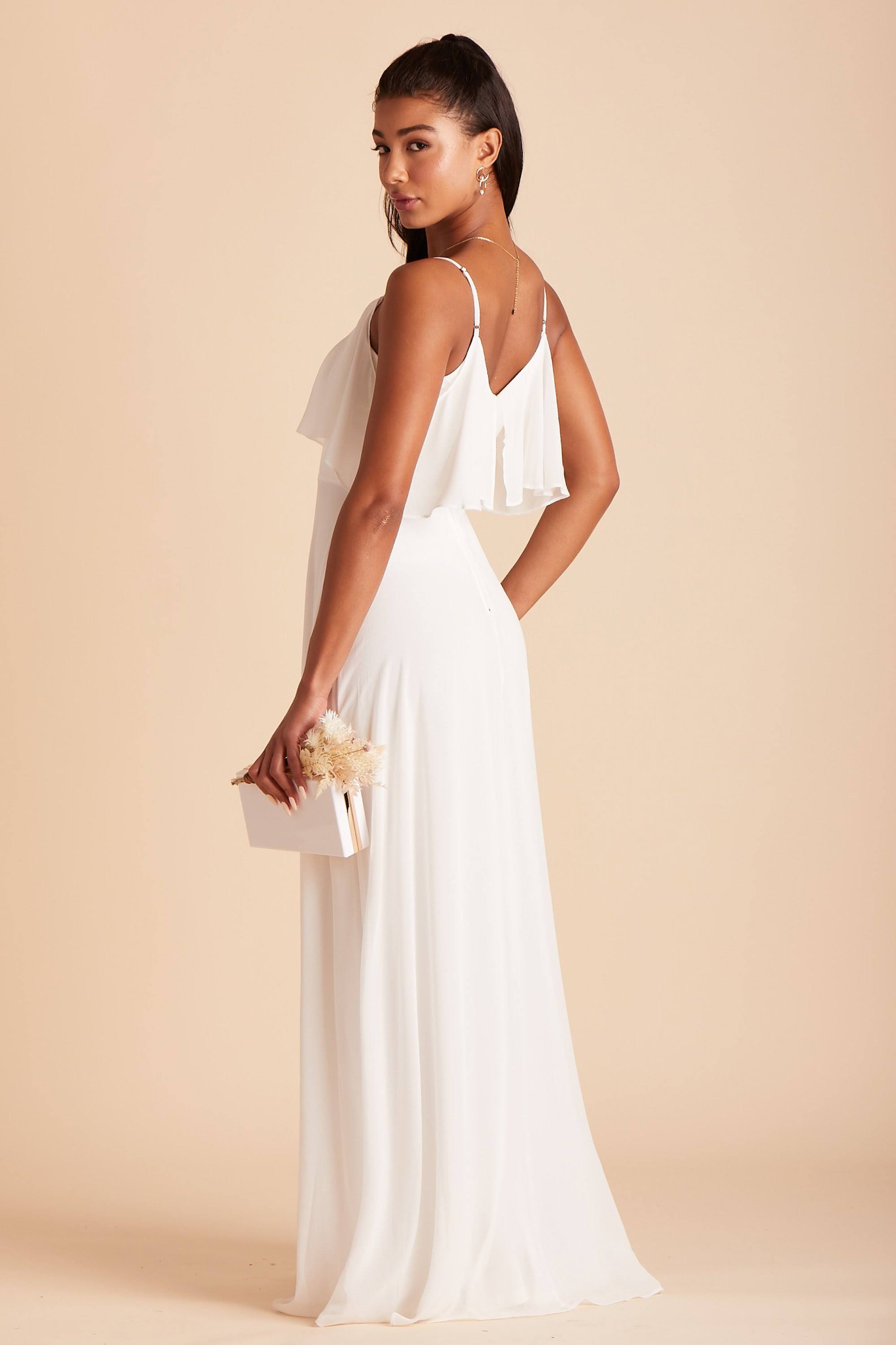 Birdy Grey Jane Convertible Chiffon Bridesmaid Dress in White M / White